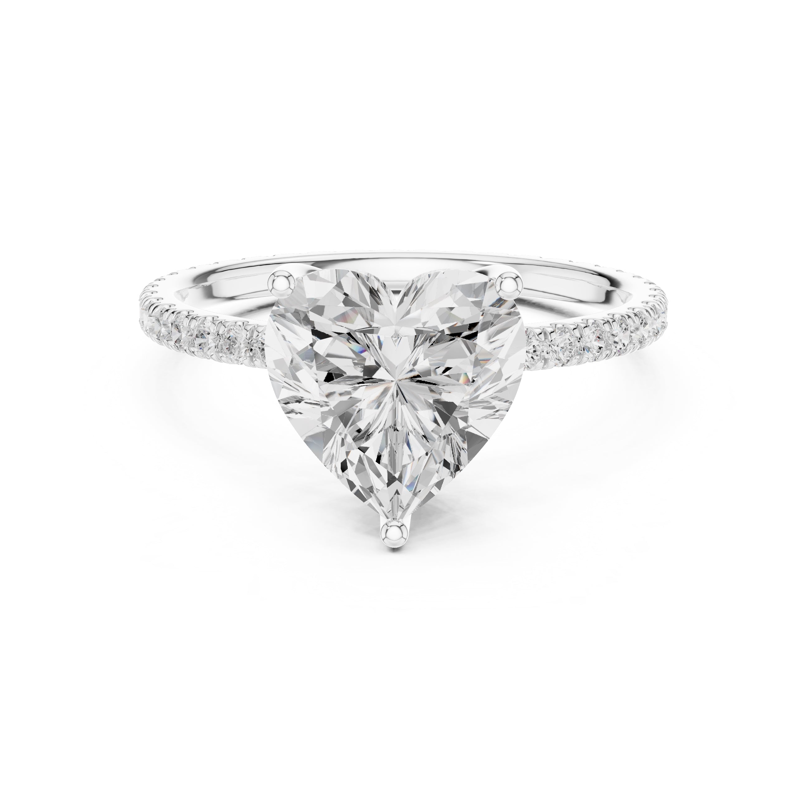 2.50 ct Petite Brilliance Ring 2.5ct White Gold Heart