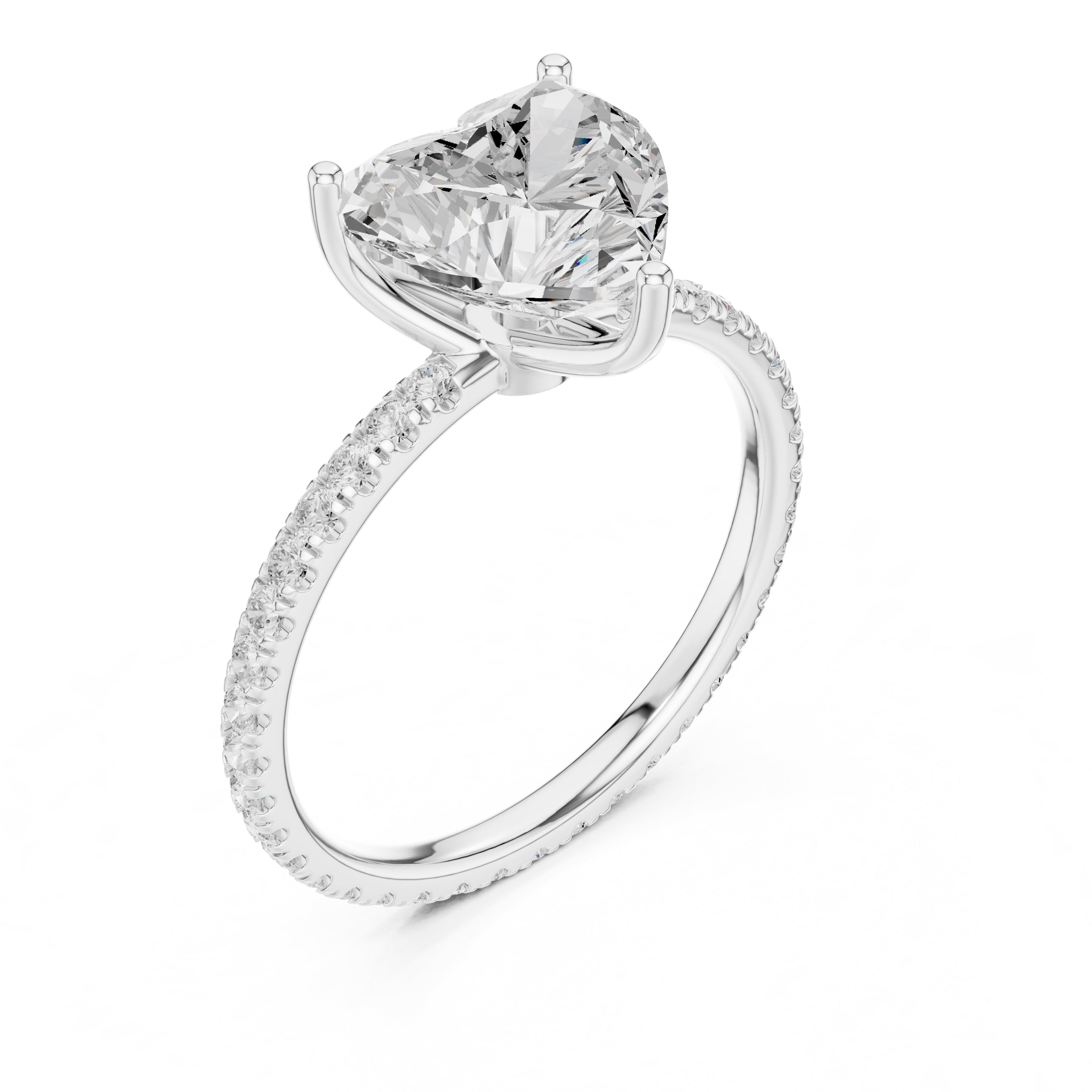 2.50 ct Petite Brilliance Ring 2.5ct White Gold Heart