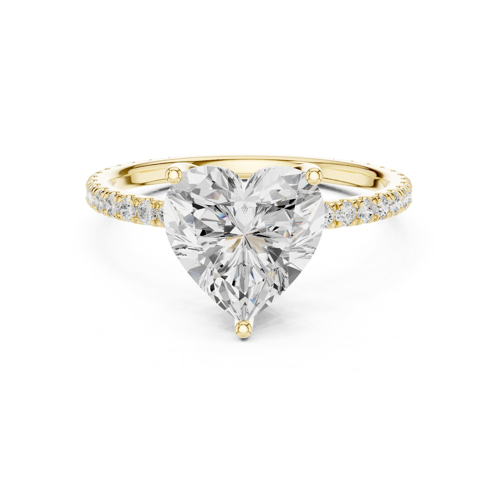 2.50 ct Petite Brilliance Ring 2.5ct Yellow Gold Heart