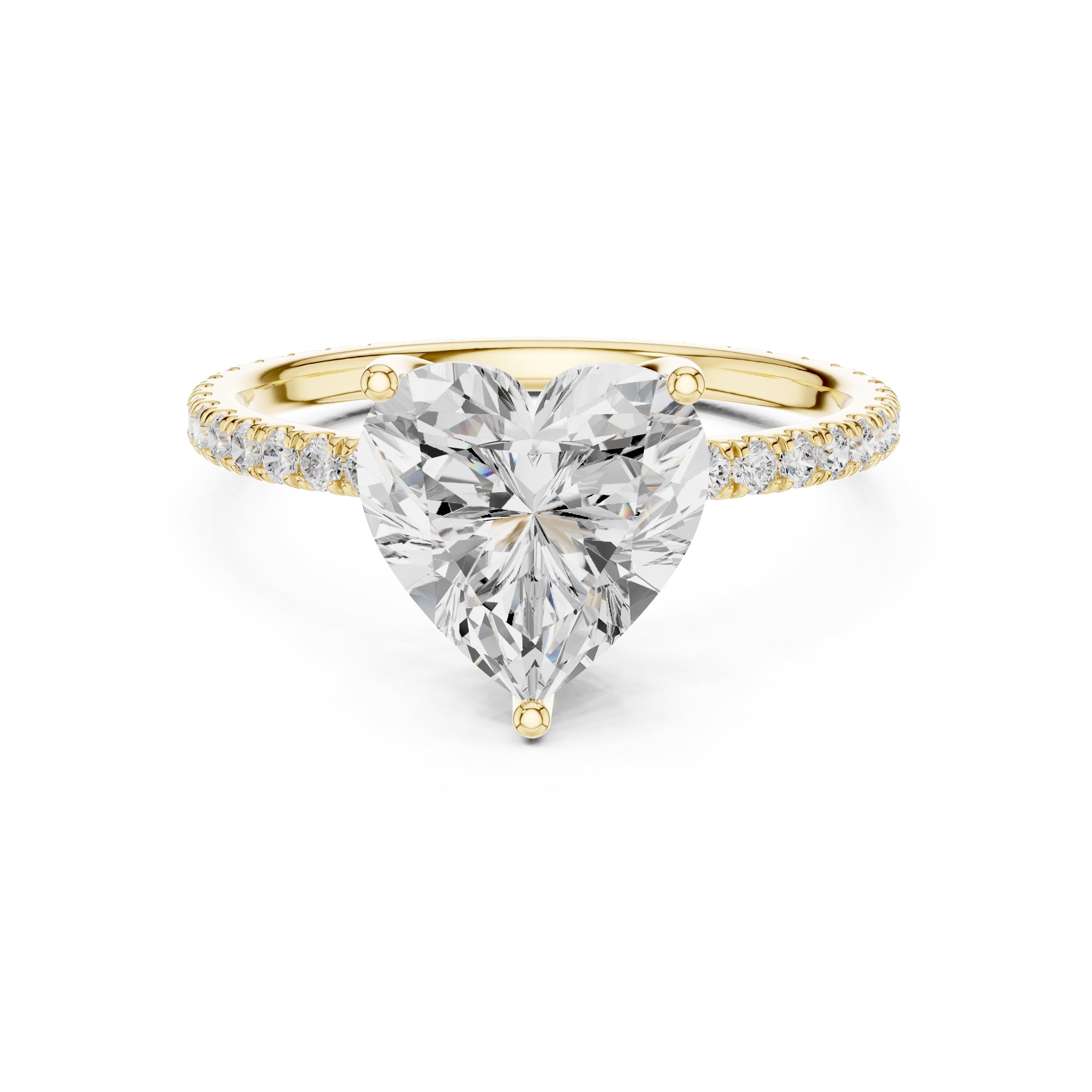 2.50 ct Petite Brilliance Ring 2.5ct Yellow Gold Heart