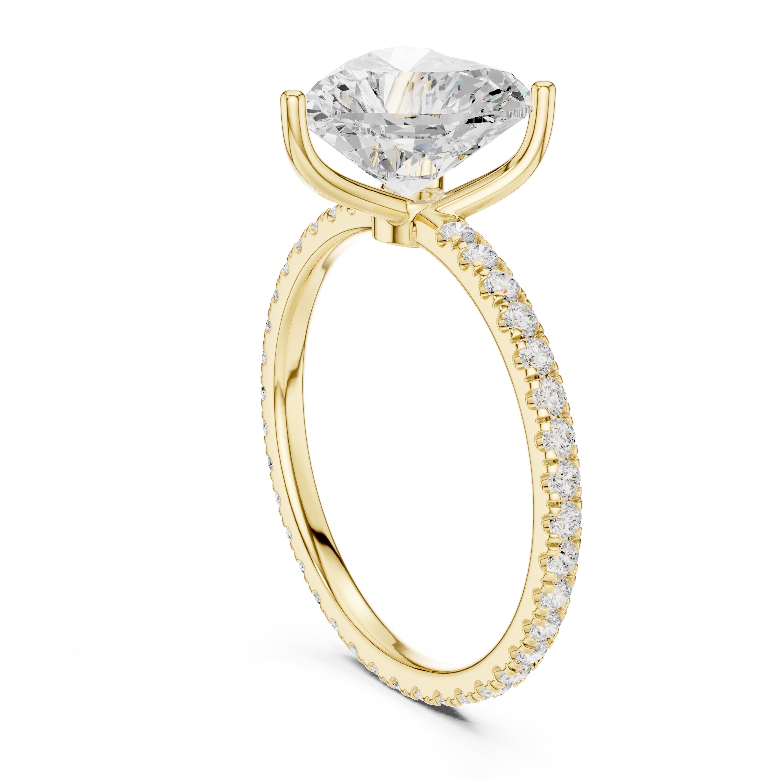 2.50 ct Petite Brilliance Ring 2.5ct Yellow Gold Heart