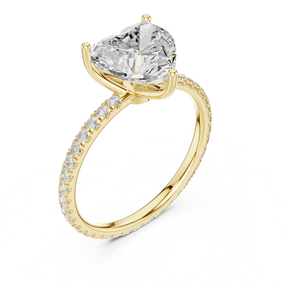 2.50 ct Petite Brilliance Ring 2.5ct Yellow Gold Heart