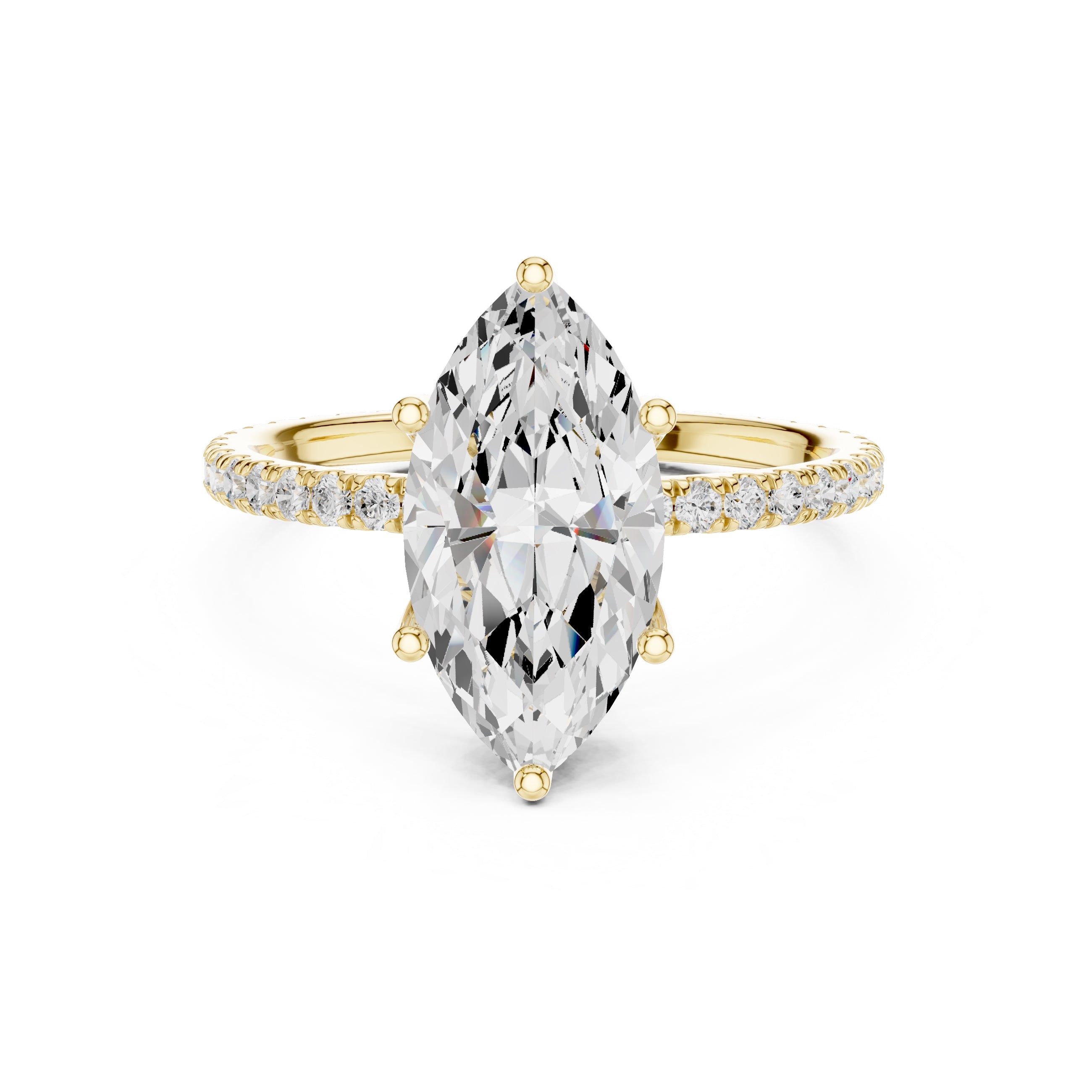 2.50 ct Petite Brilliance Ring 2.5ct Yellow Gold Marquise