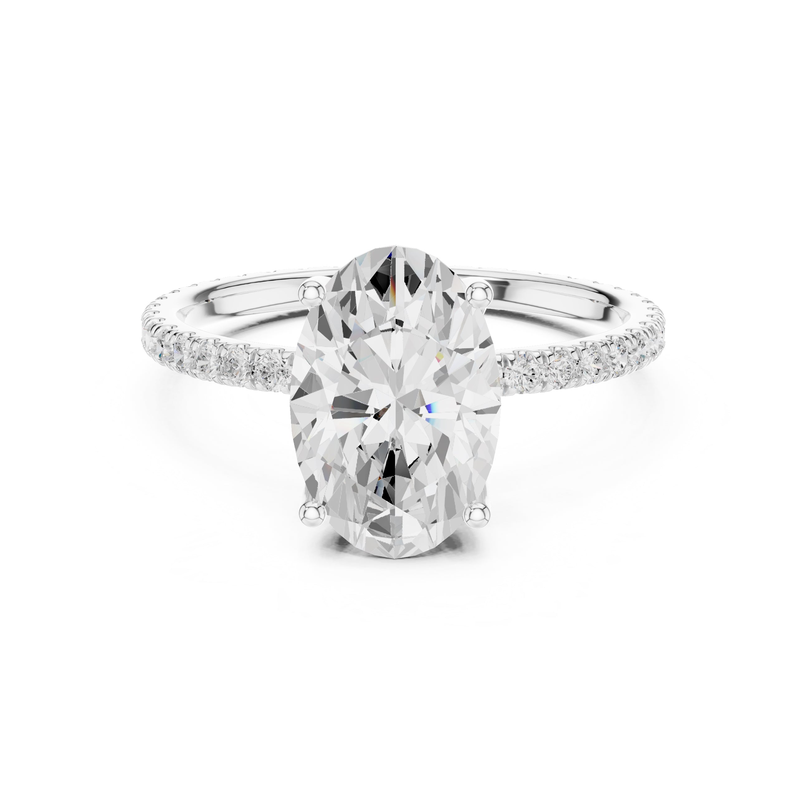 2.50 ct Petite Brilliance Ring 2.5ct White Gold Oval