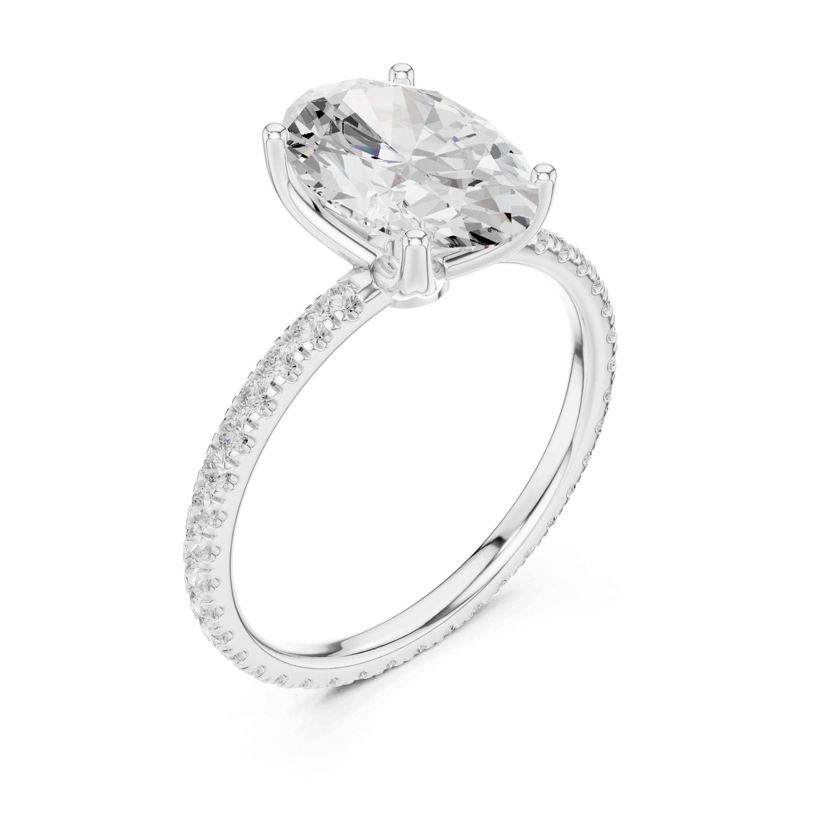 2.50 ct Petite Brilliance Ring 2.5ct White Gold Oval