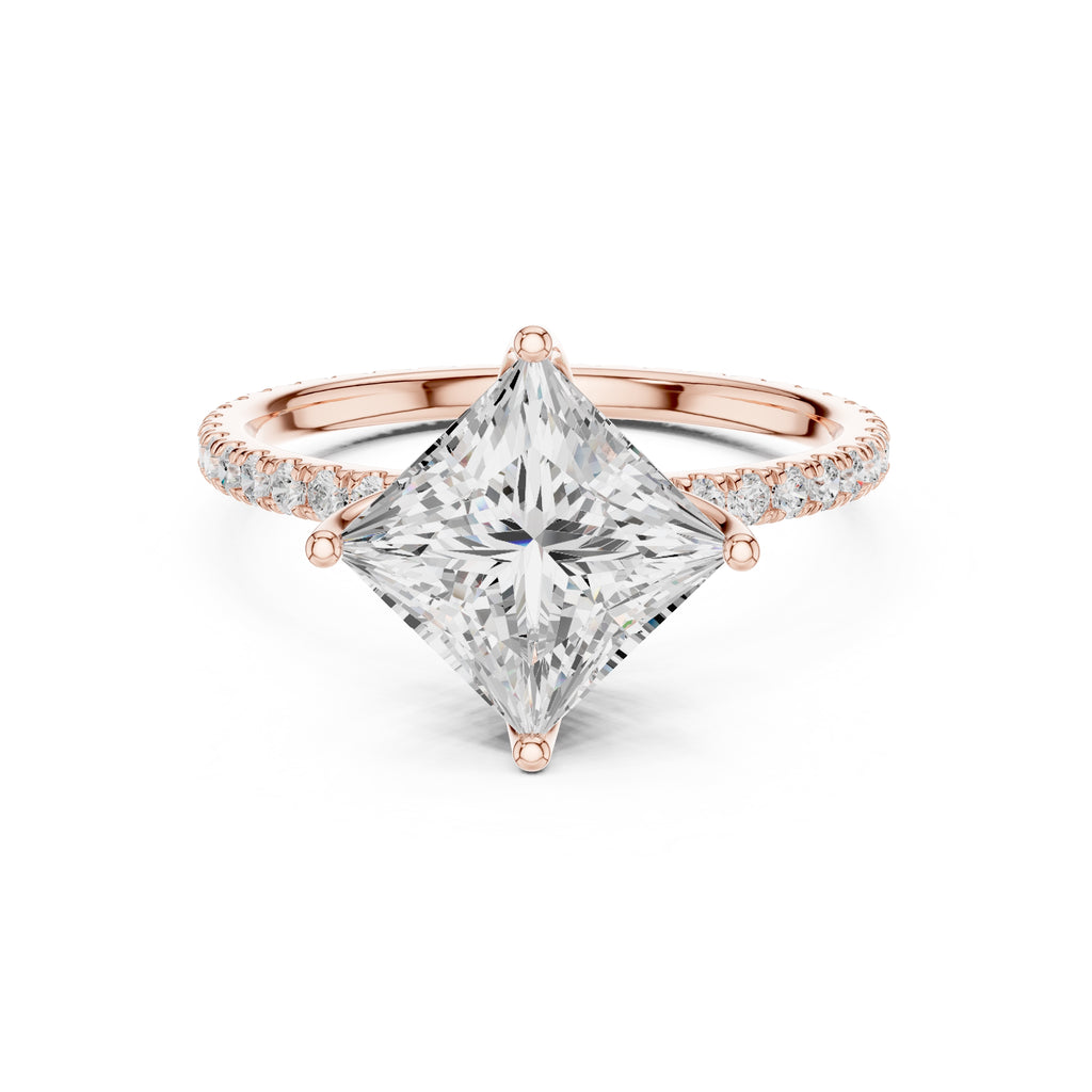 2.50 ct Petite Brilliance Ring 2.5ct Rose Gold Princess