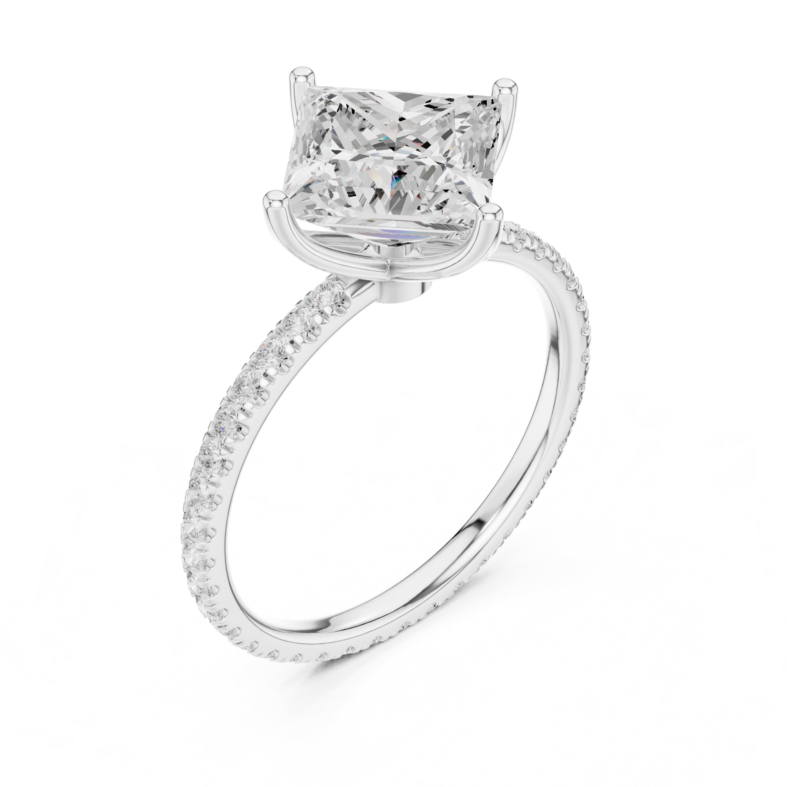 2.50 ct Petite Brilliance Ring 2.5ct White Gold Princess
