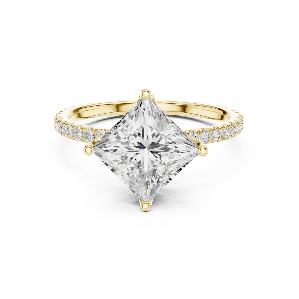 2.50 ct Petite Brilliance Ring 2.5ct Yellow Gold Princess