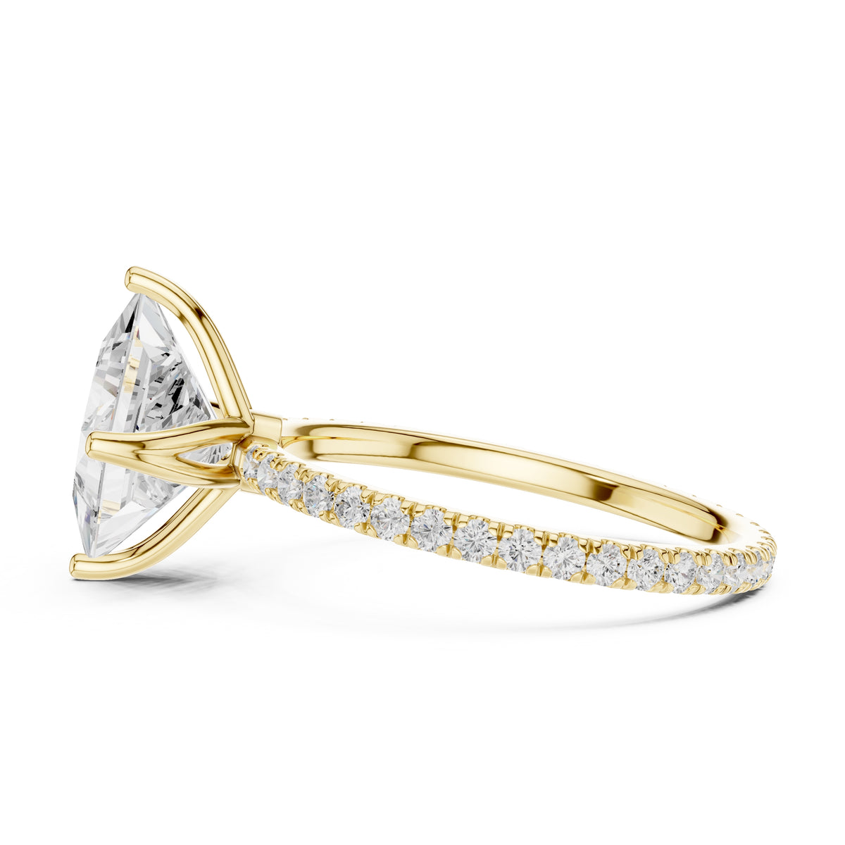 2.50 ct Petite Brilliance Ring 2.5ct Yellow Gold Princess