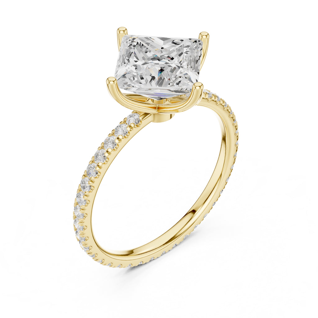 2.50 ct Petite Brilliance Ring 2.5ct Yellow Gold Princess