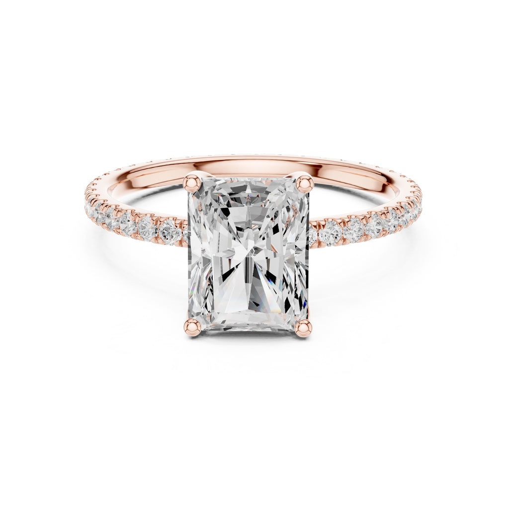 2.50 ct Petite Brilliance Ring 2.5ct Rose Gold Radiant