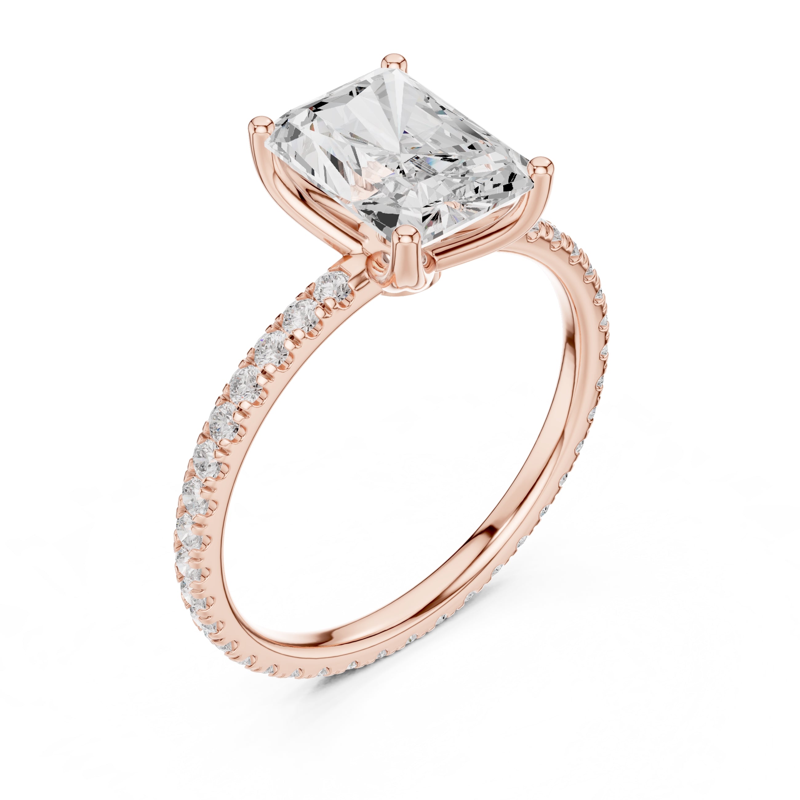 2.50 ct Petite Brilliance Ring 2.5ct Rose Gold Radiant