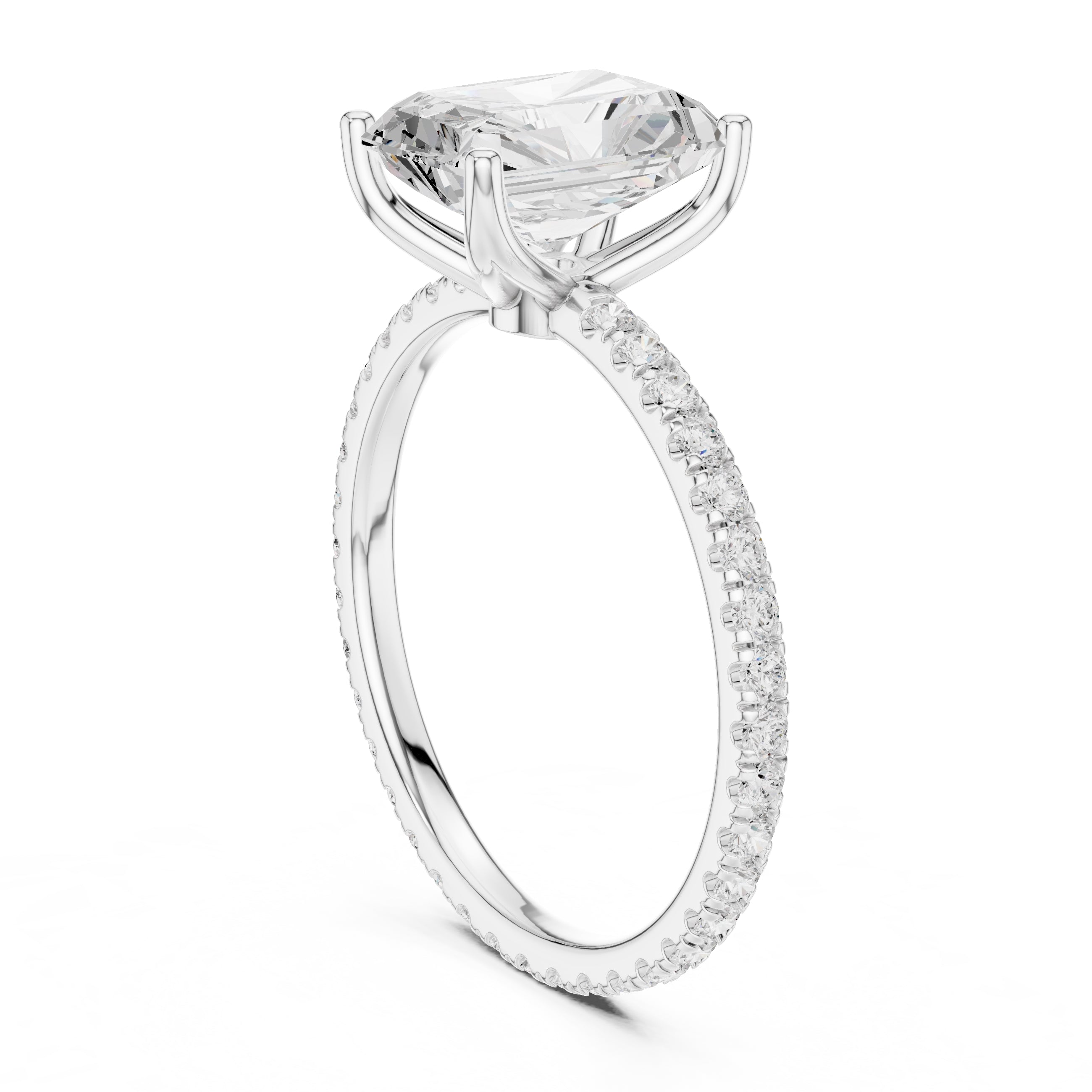 2.50 ct Petite Brilliance Ring 2.5ct White Gold Radiant