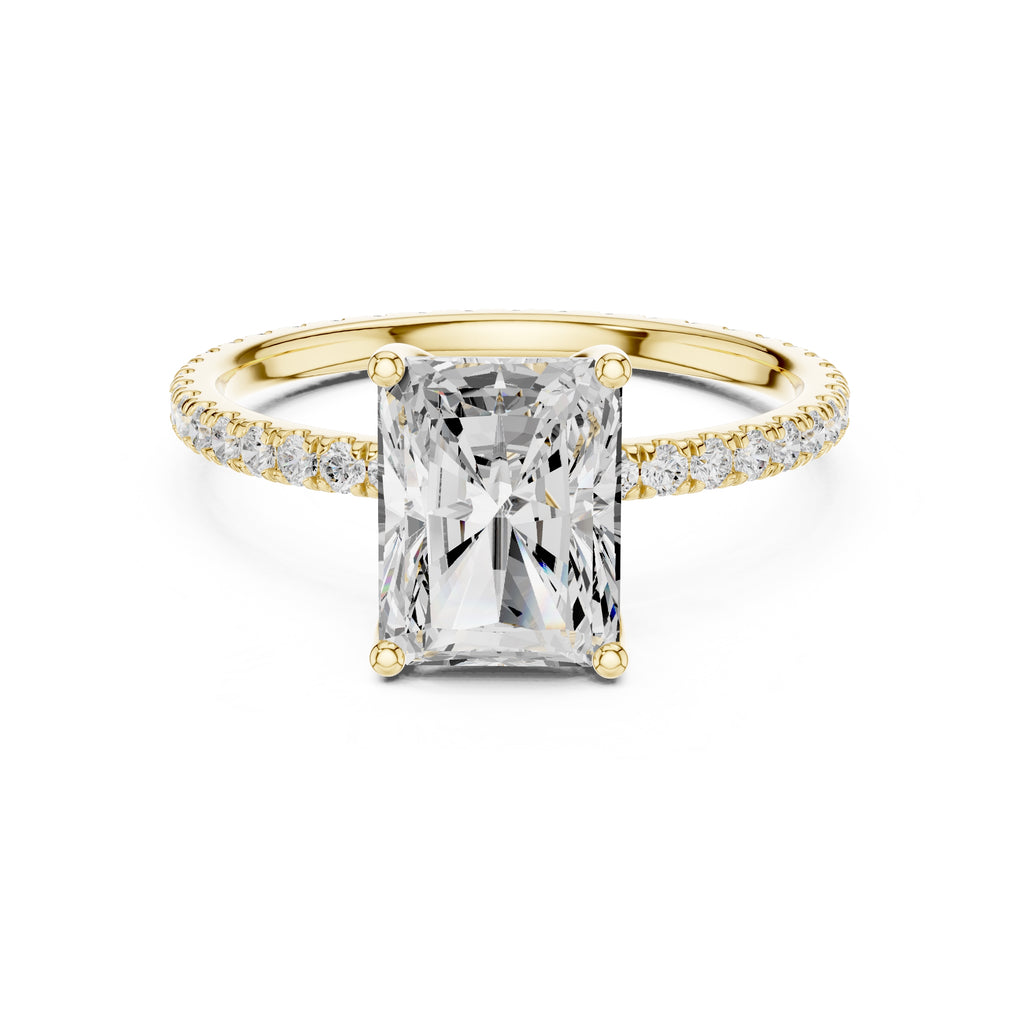 2.50 ct Petite Brilliance Ring 2.5ct Yellow Gold Radiant