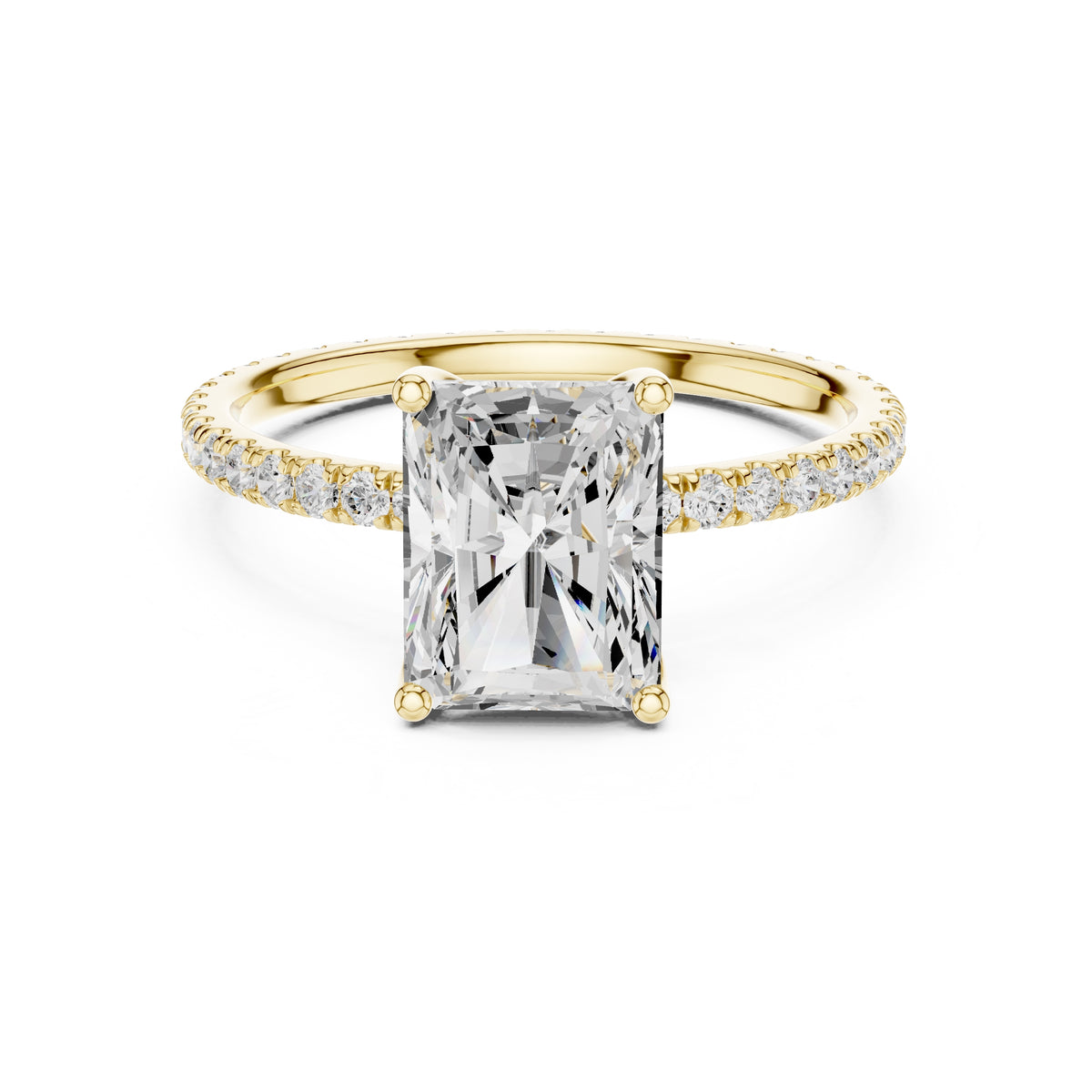 2.50 ct Petite Brilliance Ring 2.5ct Yellow Gold Radiant
