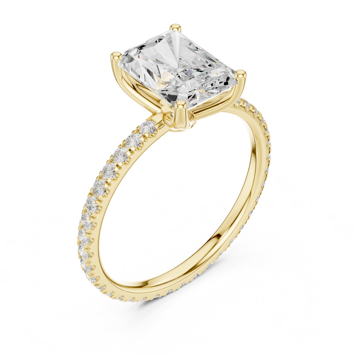 2.50 ct Petite Brilliance Ring 2.5ct Yellow Gold Radiant