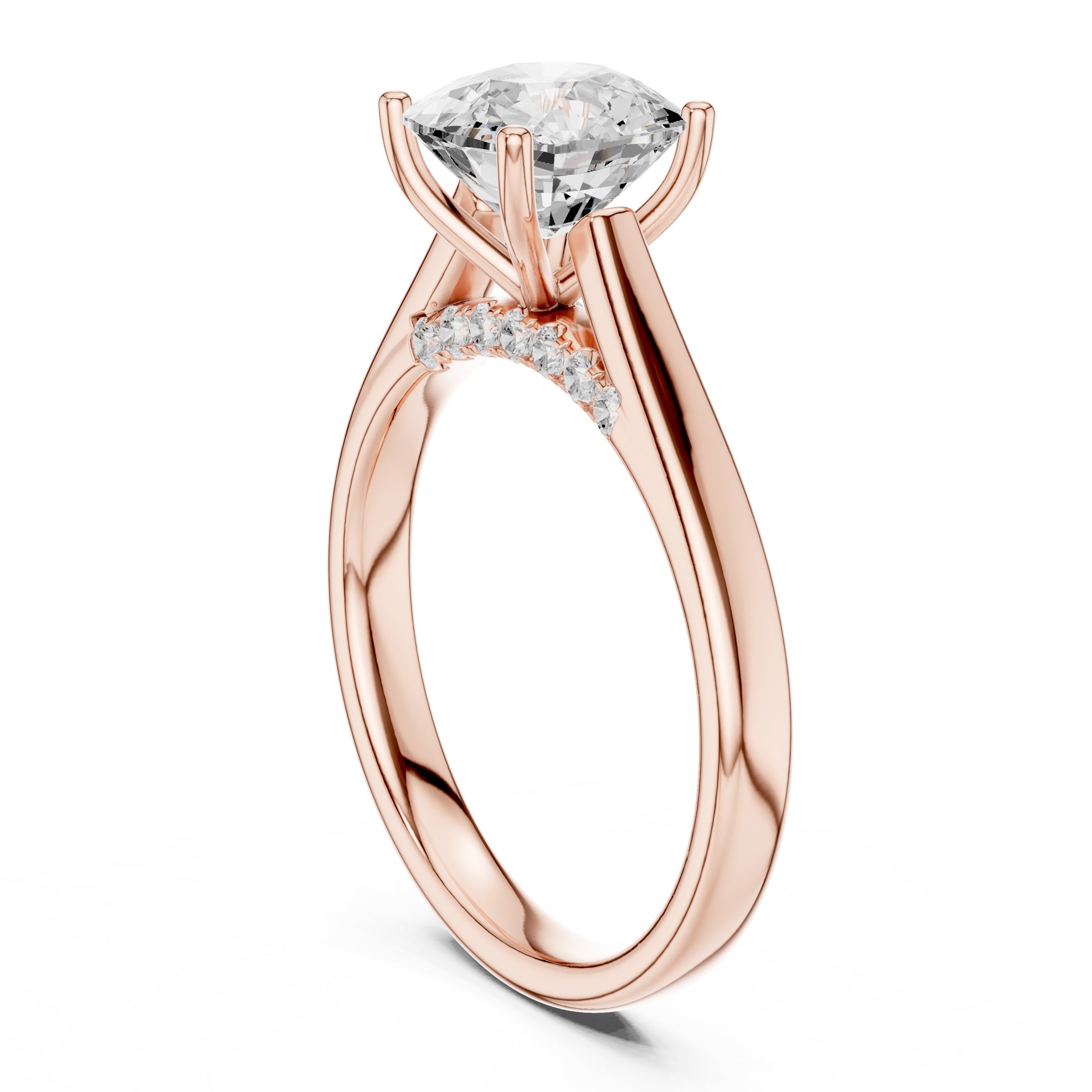 2.00 ct Tapered Classic Solitaire 2ct Rose Gold Cushion