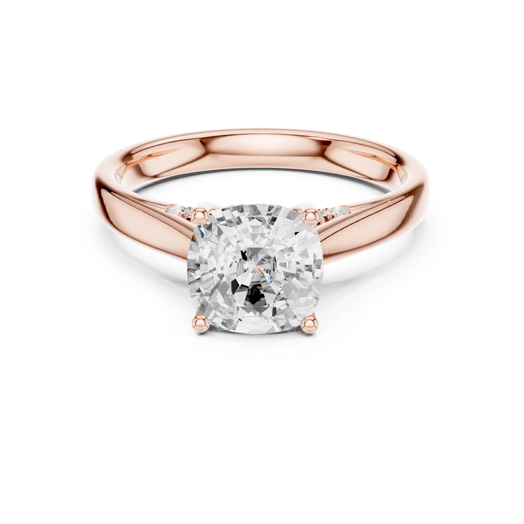 2.00 ct Tapered Classic Solitaire 2ct Rose Gold Cushion