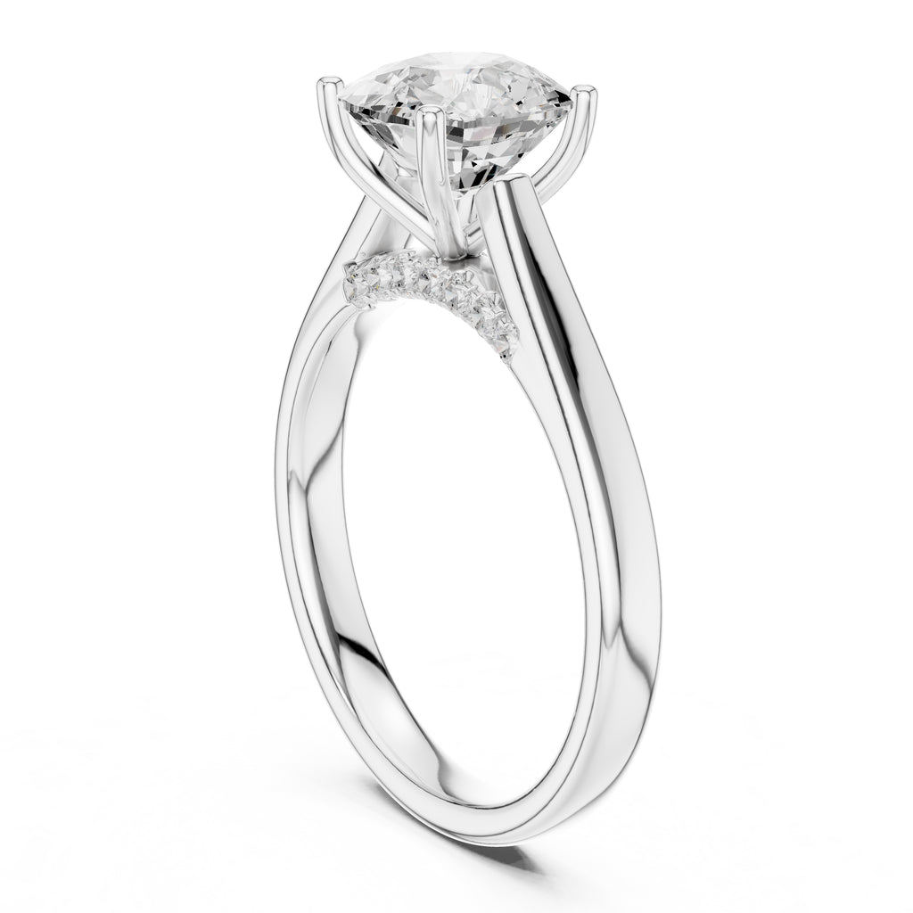 2.00 ct Tapered Classic Solitaire 2ct White Gold Cushion