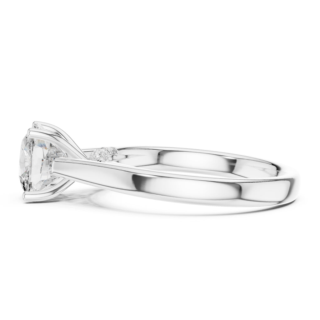 2.00 ct Tapered Classic Solitaire 2ct White Gold Cushion