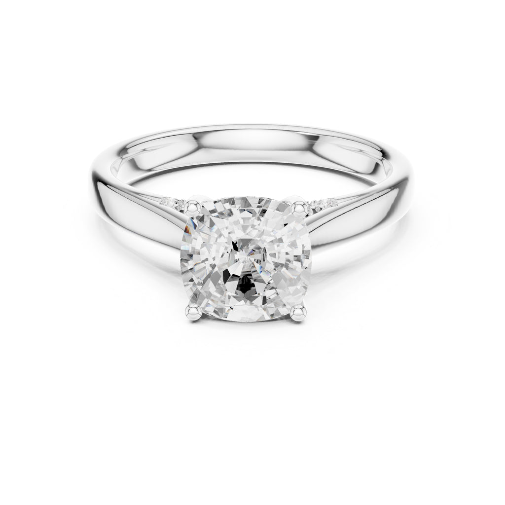 2.00 ct Tapered Classic Solitaire 2ct White Gold Cushion