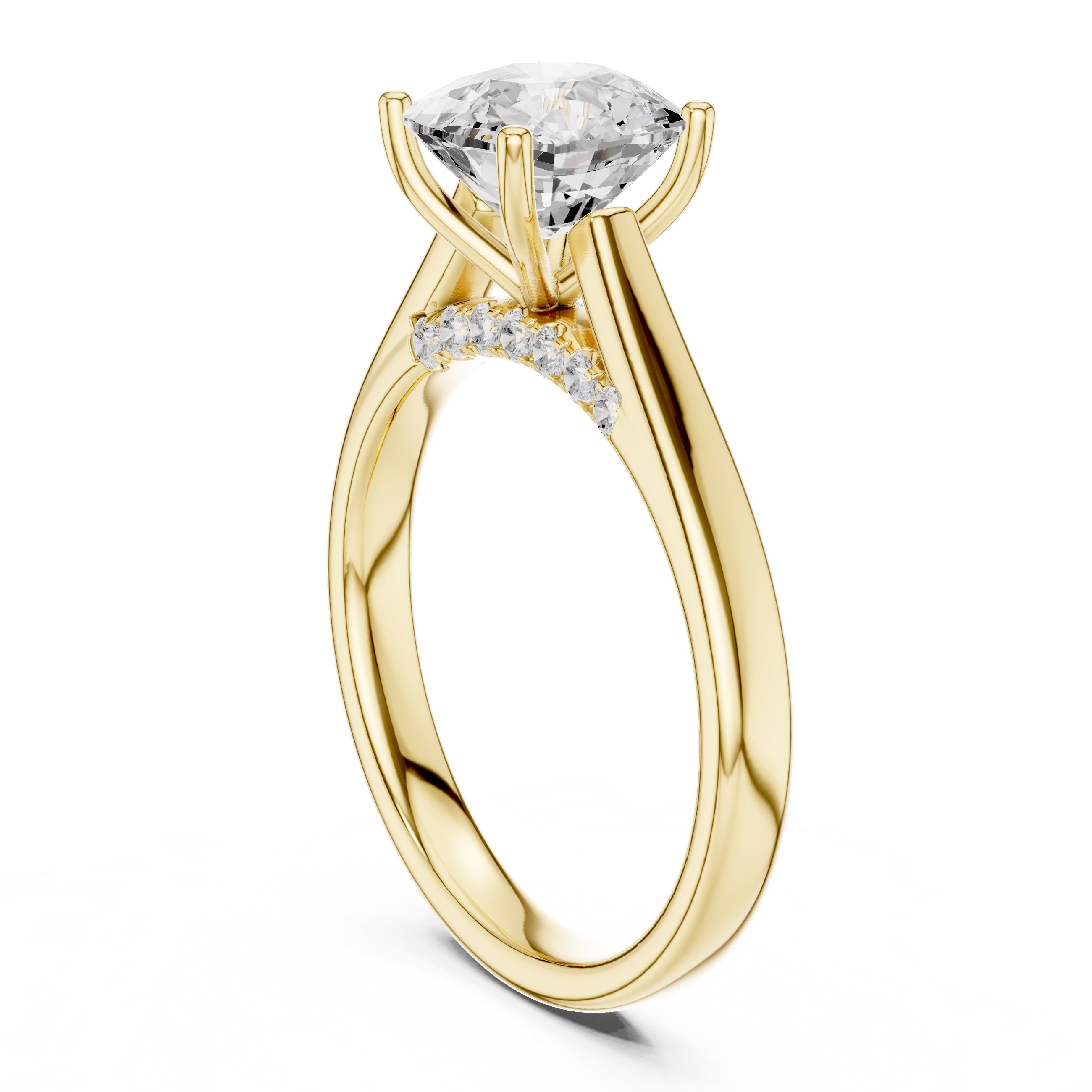 2.00 ct Tapered Classic Solitaire 2ct Yellow Gold Cushion
