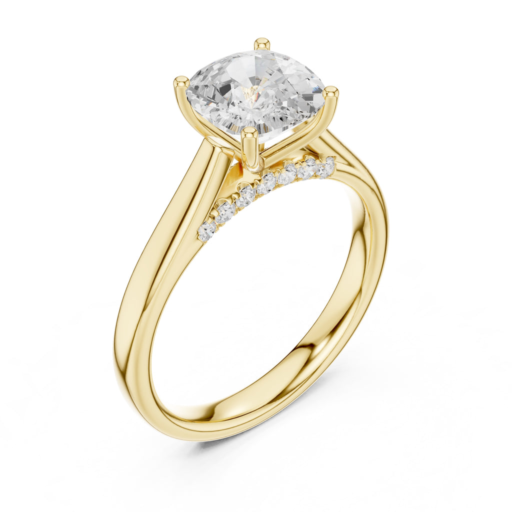 2.00 ct Tapered Classic Solitaire 2ct Yellow Gold Cushion