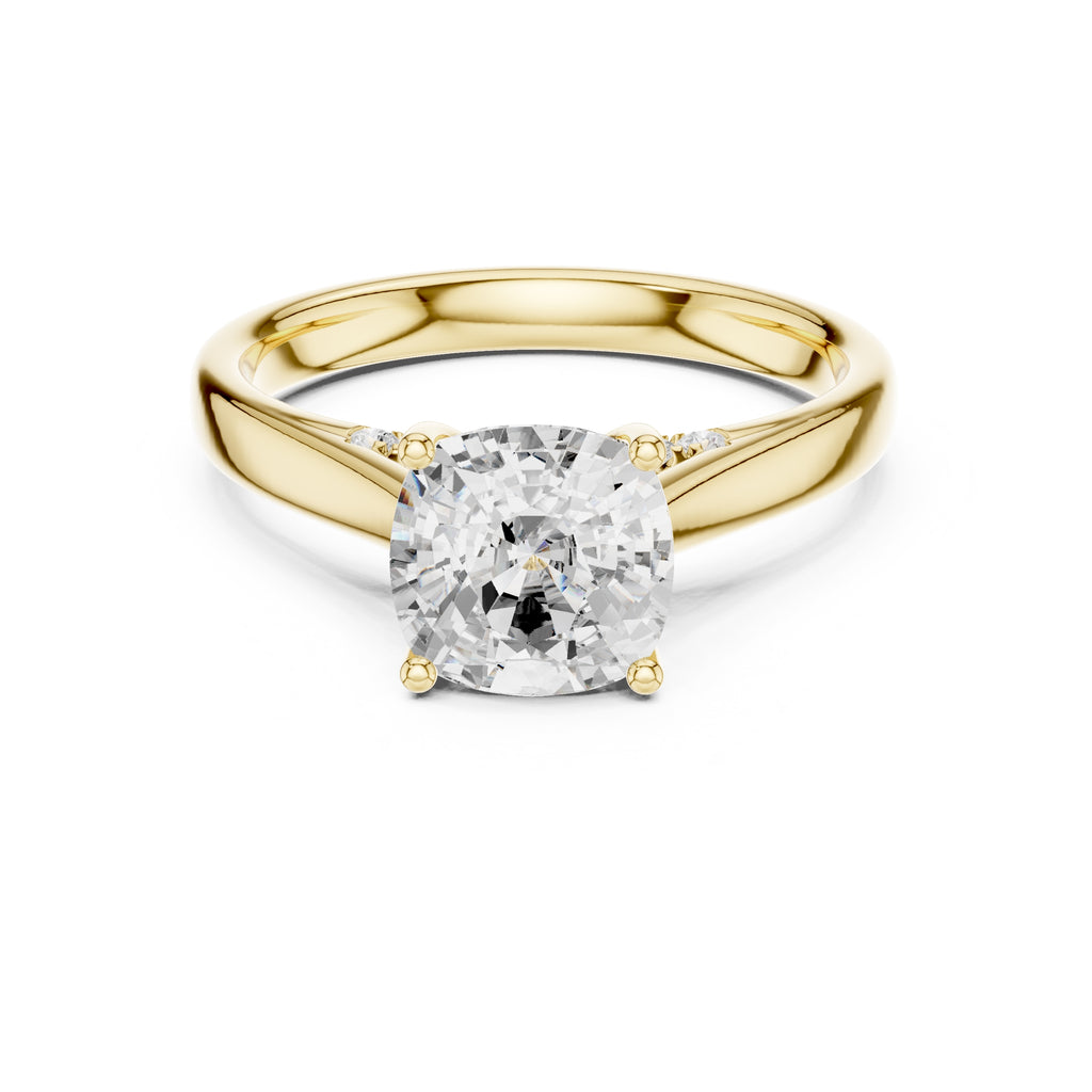 2.00 ct Tapered Classic Solitaire 2ct Yellow Gold Cushion