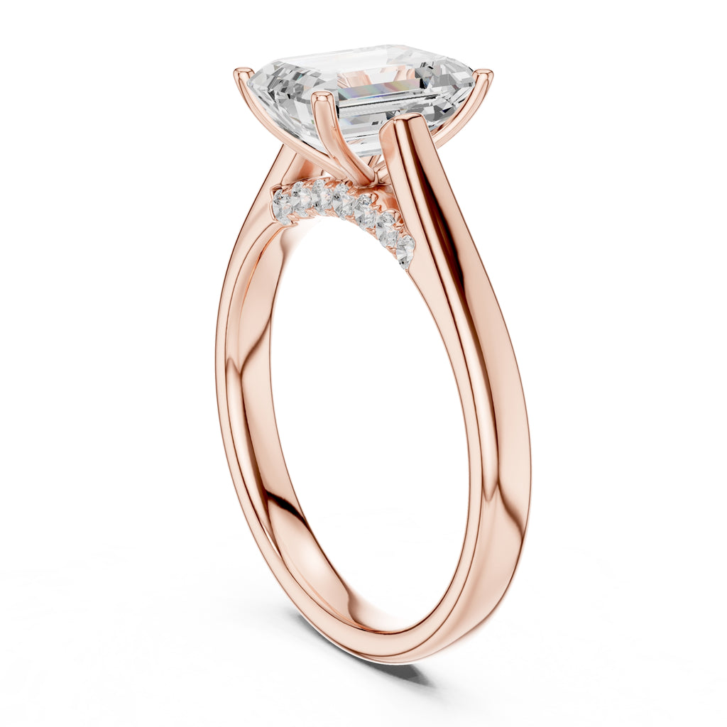 2.00 ct Tapered Classic Solitaire 2ct Rose Gold Emerald