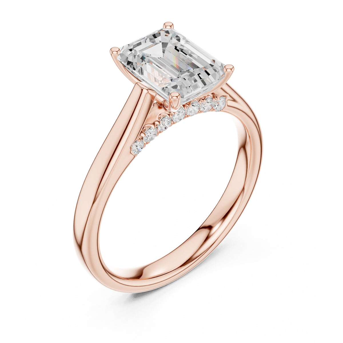 2.00 ct Tapered Classic Solitaire 2ct Rose Gold Emerald