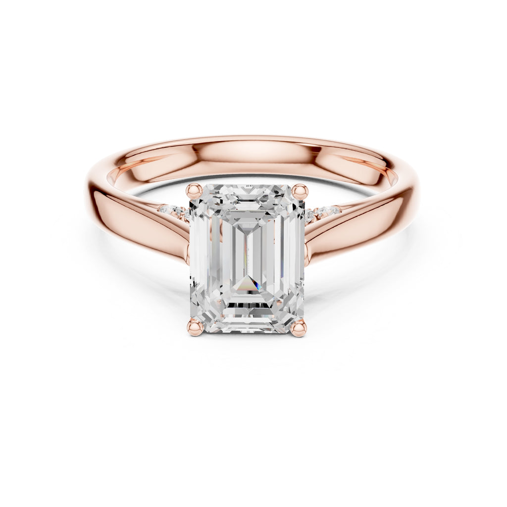 2.00 ct Tapered Classic Solitaire 2ct Rose Gold Emerald