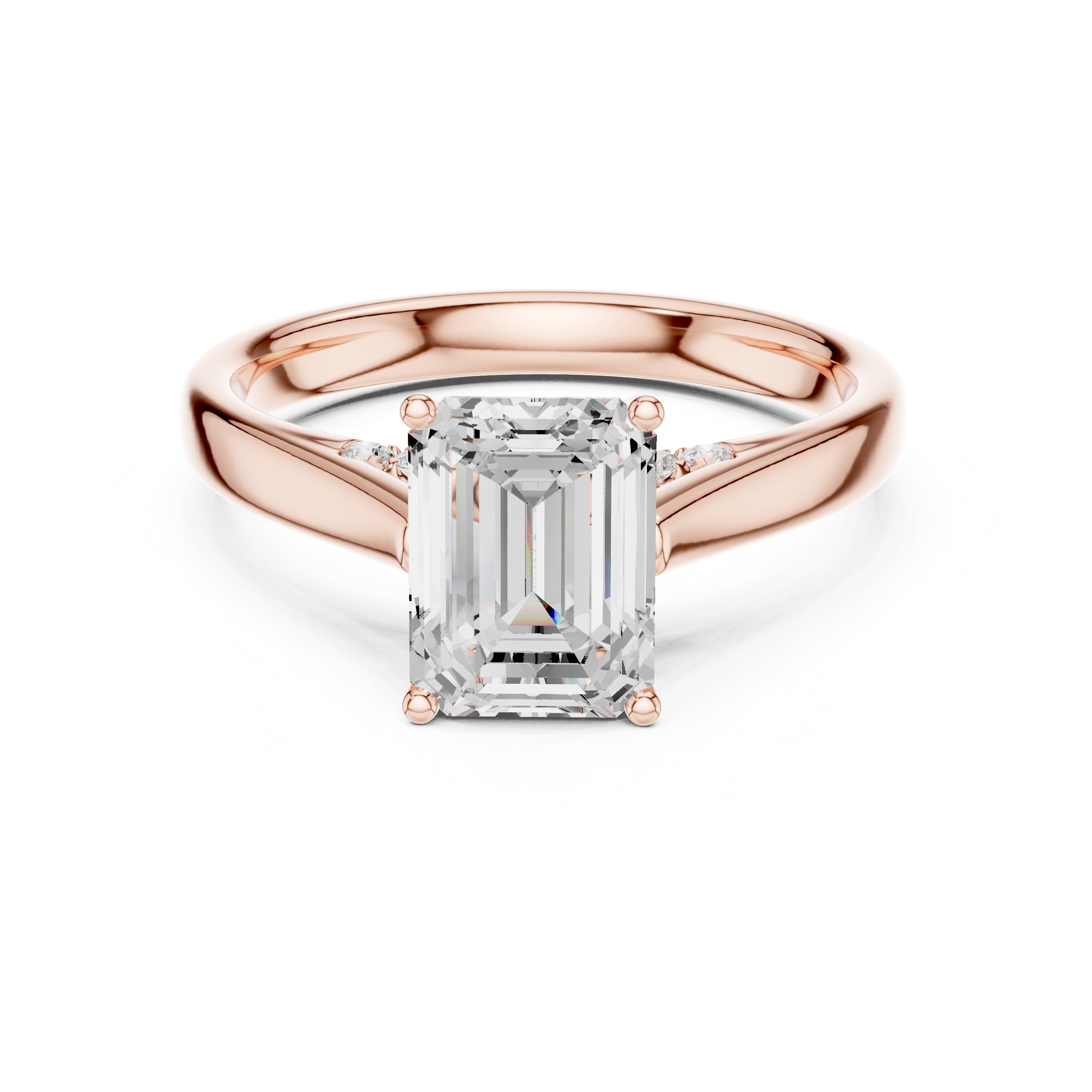 2.00 ct Tapered Classic Solitaire 2ct Rose Gold Emerald