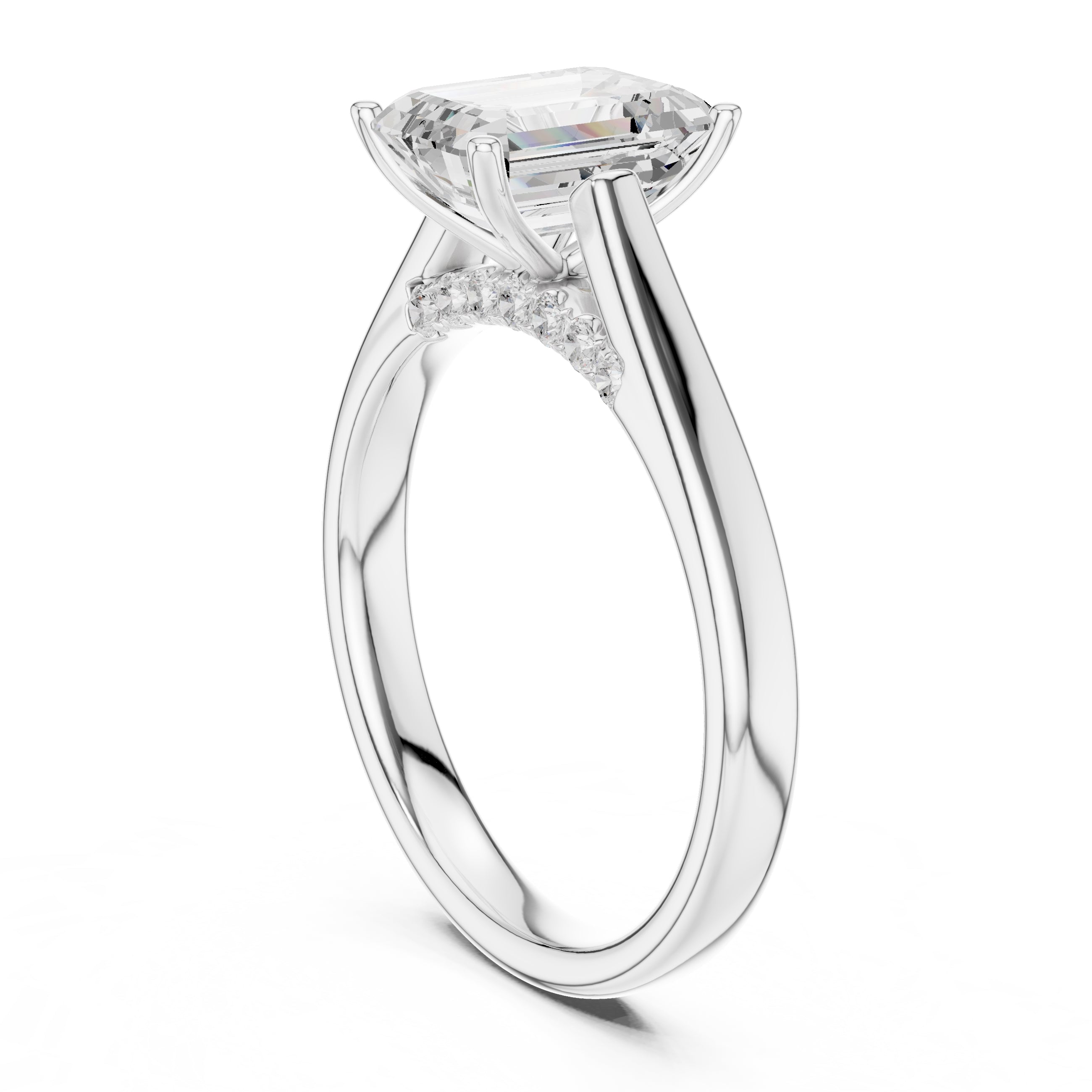 2.00 ct Tapered Classic Solitaire 2ct White Gold Emerald
