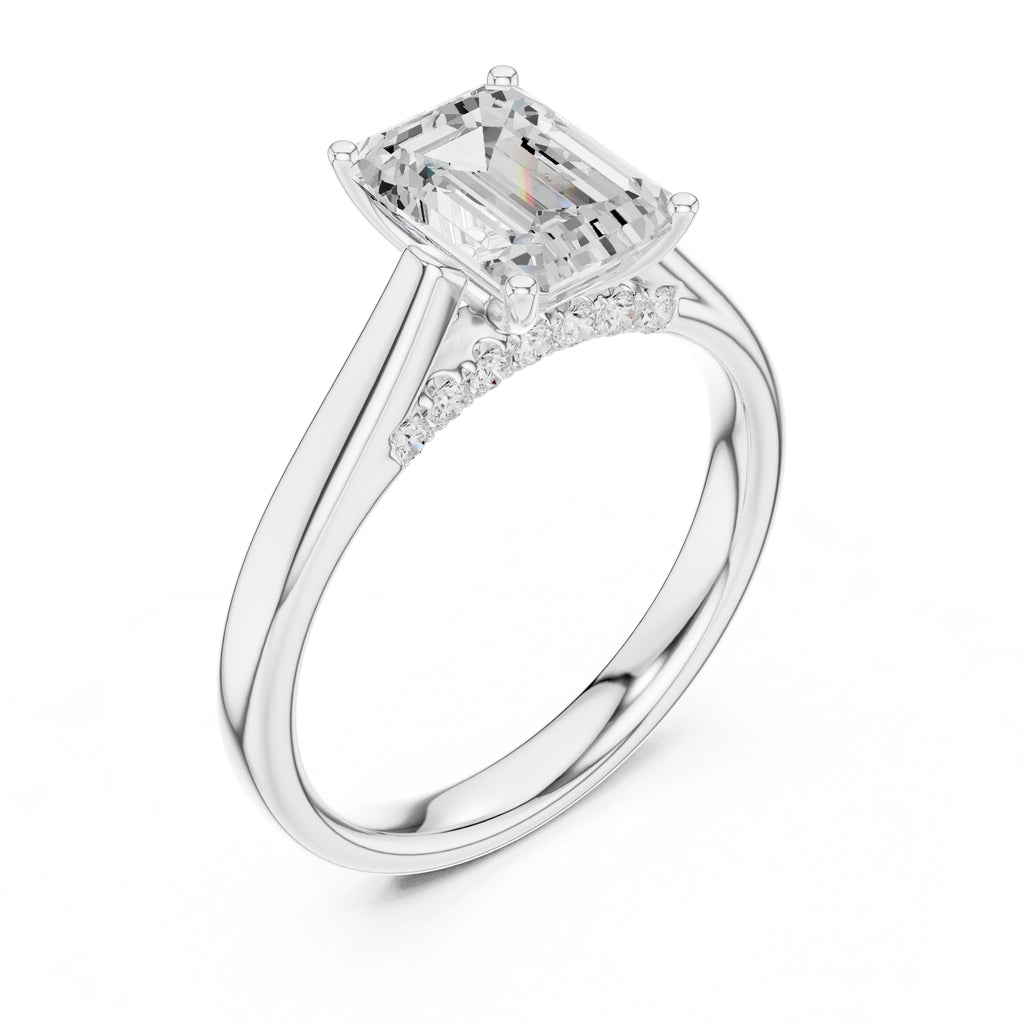 2.00 ct Tapered Classic Solitaire 2ct White Gold Emerald