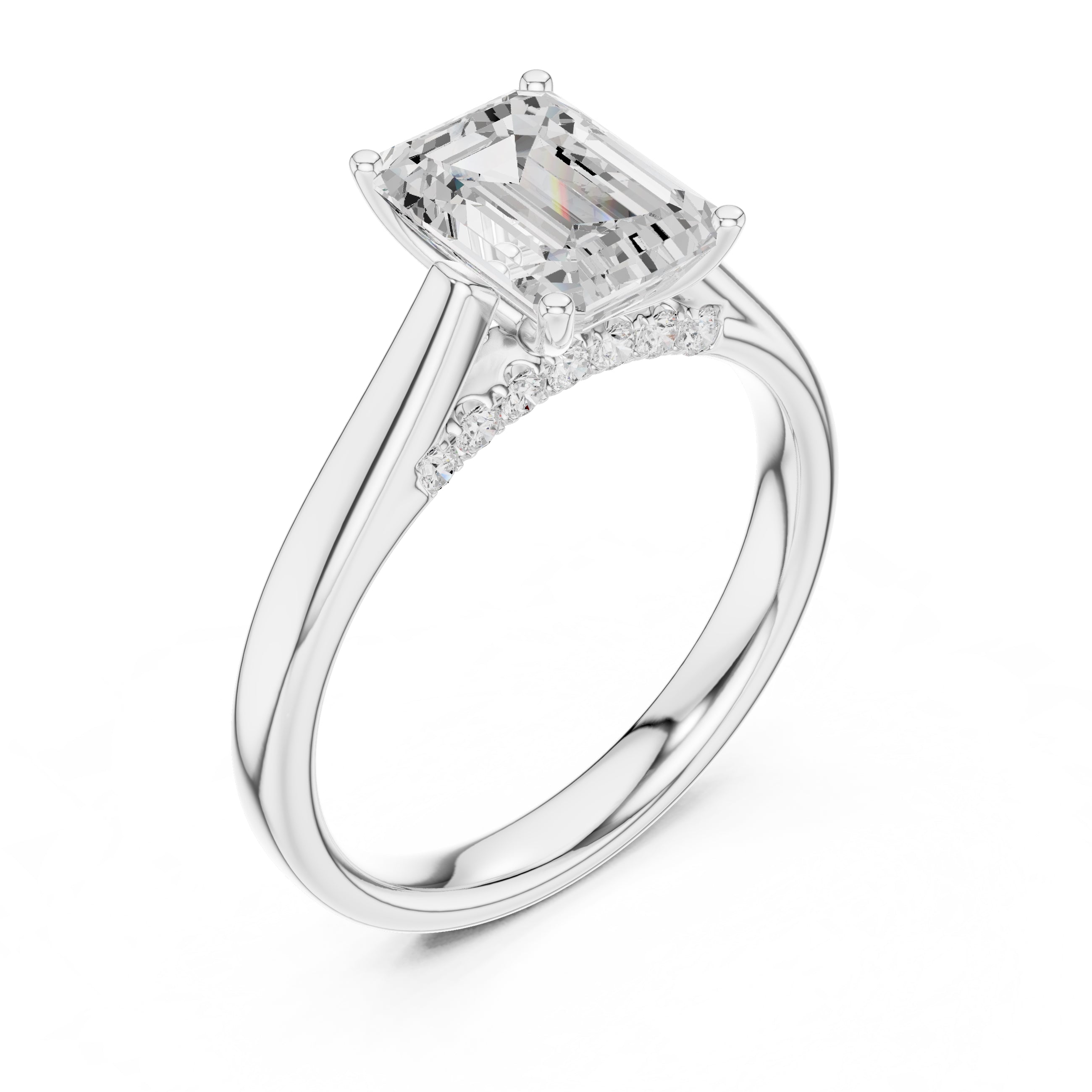 2.00 ct Tapered Classic Solitaire 2ct White Gold Emerald