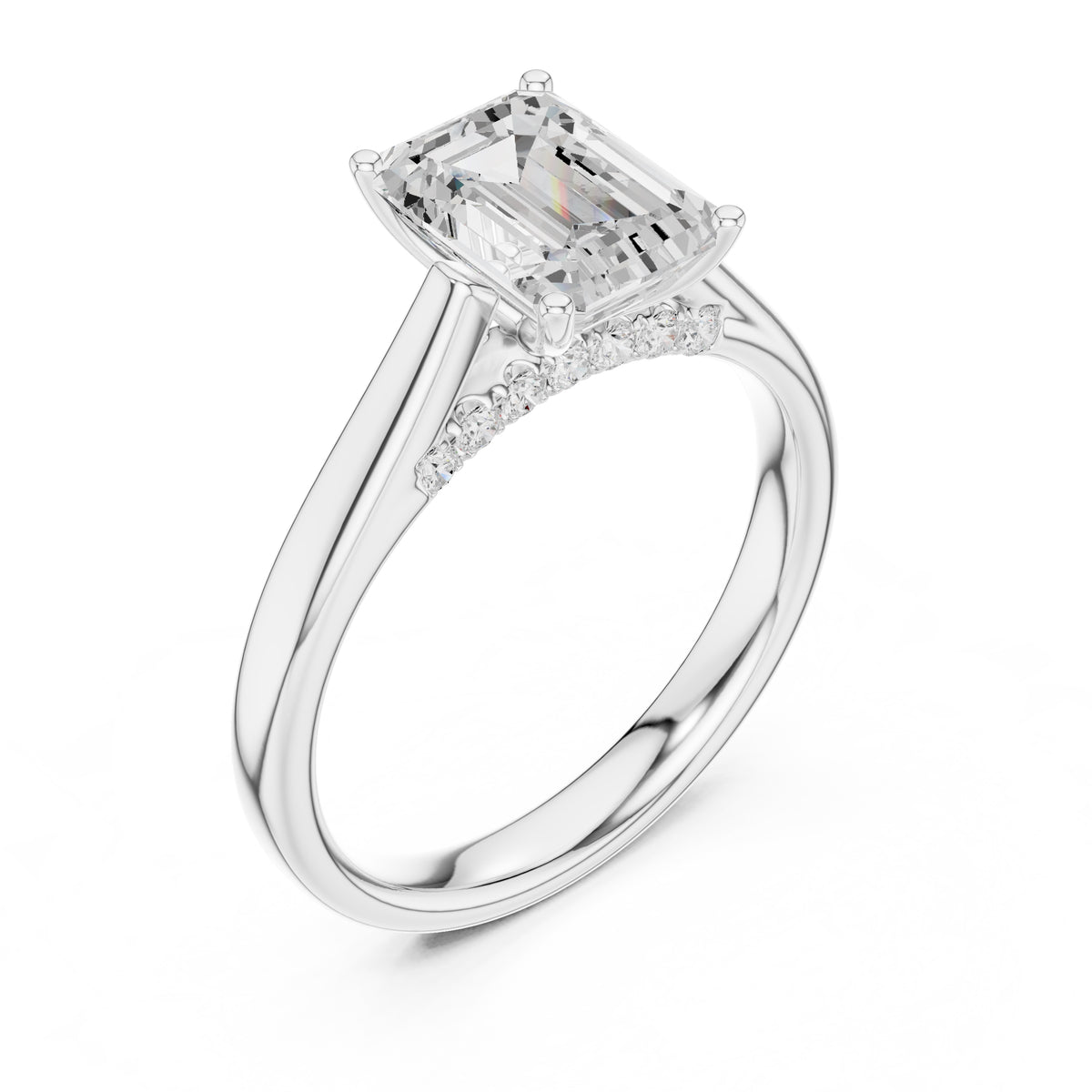 2.00 ct Tapered Classic Solitaire 2ct White Gold Emerald