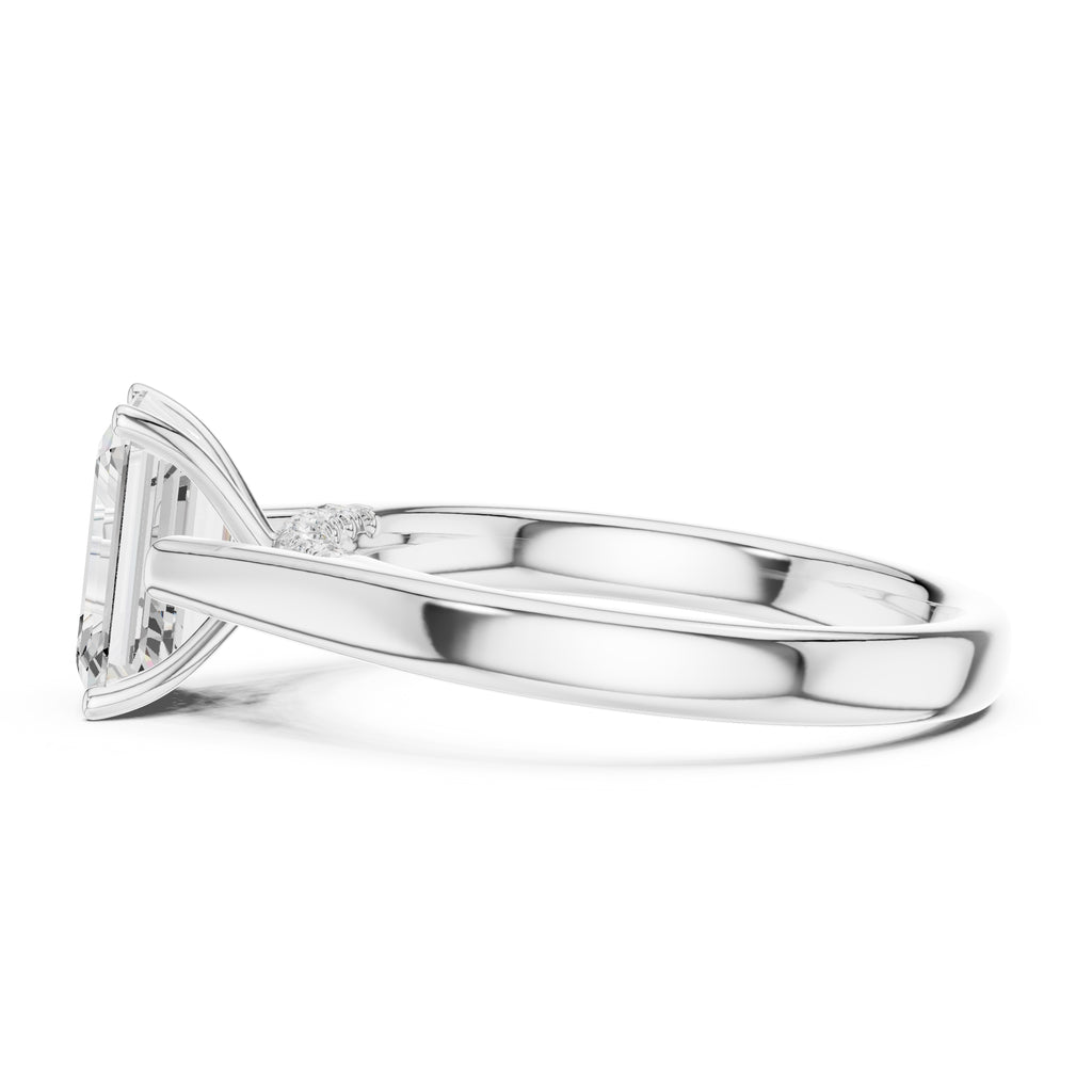 2.00 ct Tapered Classic Solitaire 2ct White Gold Emerald
