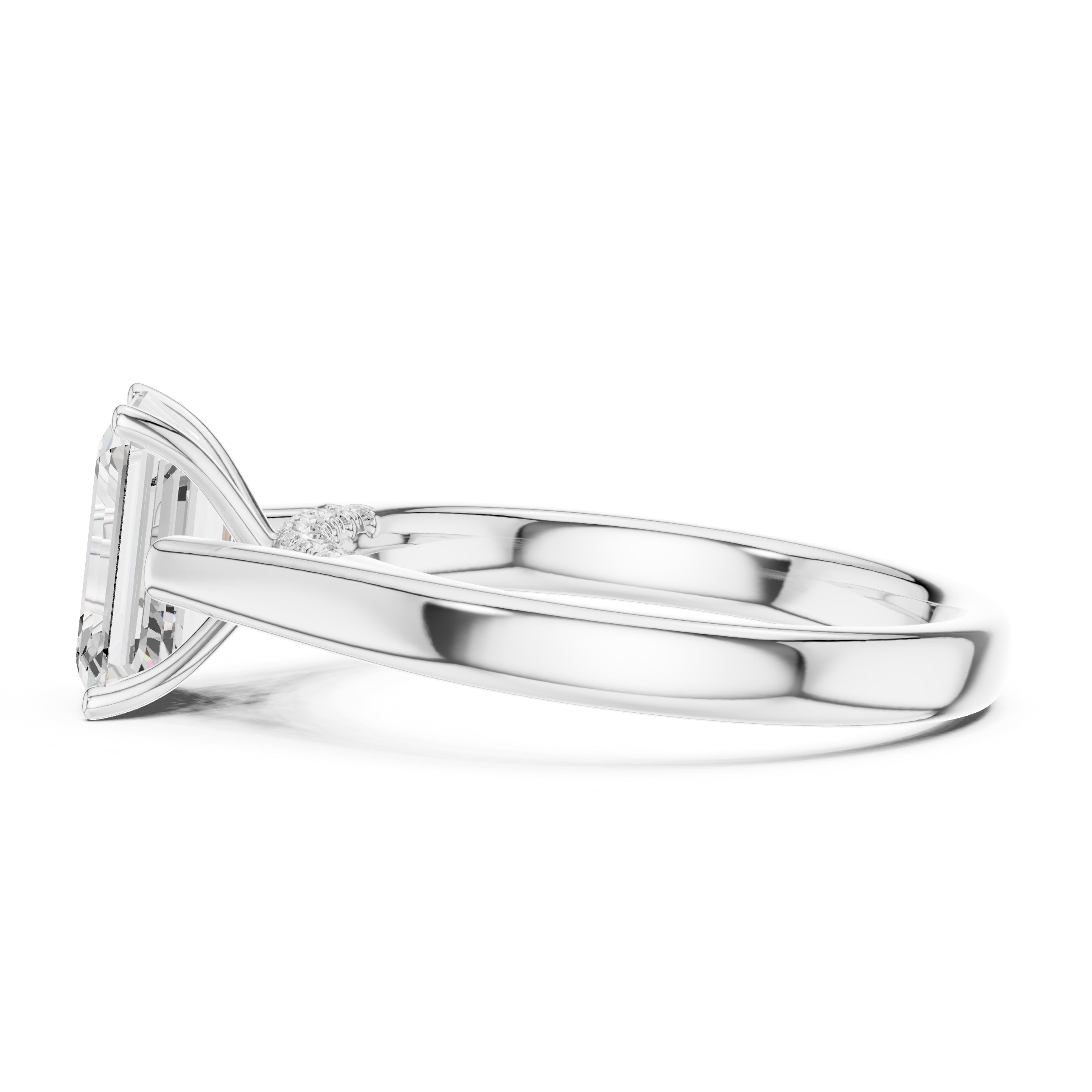 2.00 ct Tapered Classic Solitaire 2ct White Gold Emerald