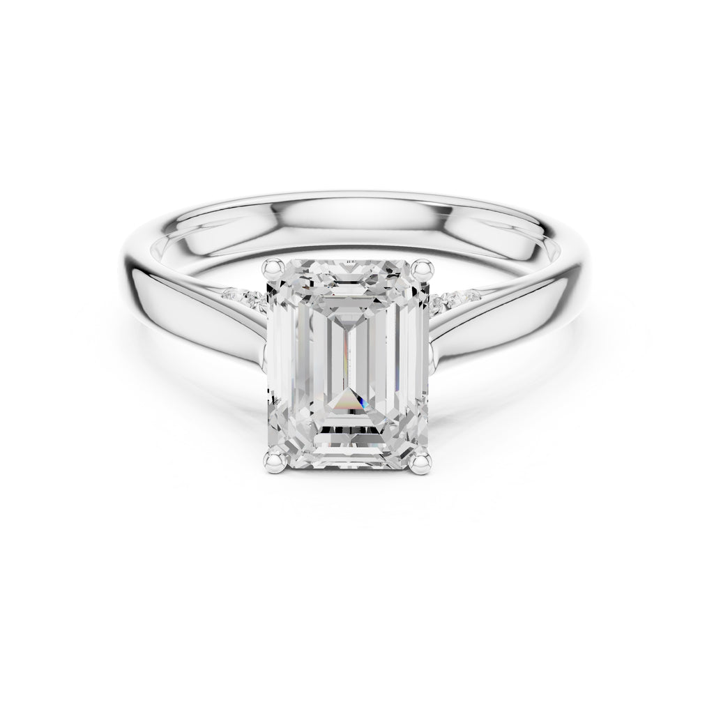 2.00 ct Tapered Classic Solitaire 2ct White Gold Emerald