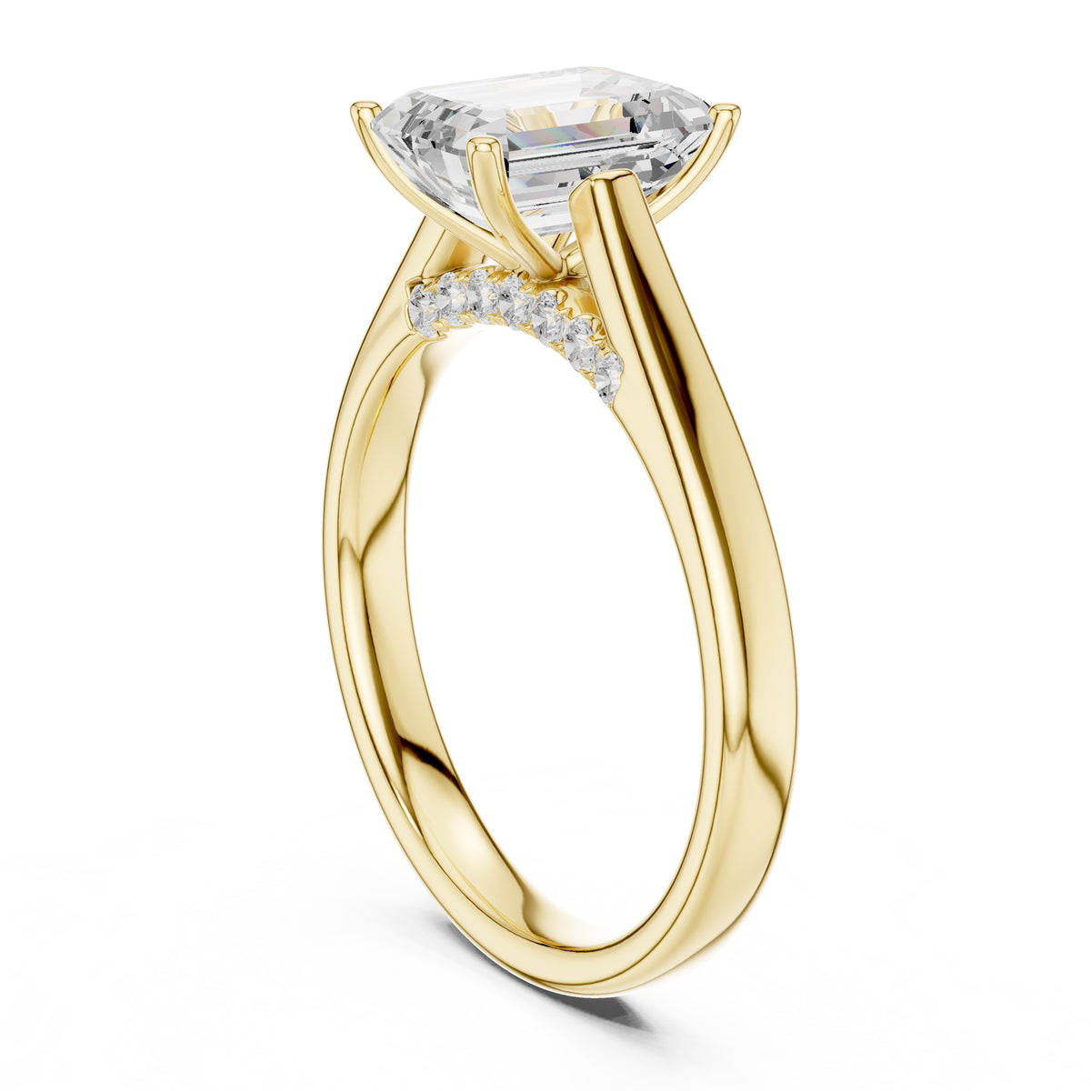 2.00 ct Tapered Classic Solitaire 2ct Yellow Gold Emerald