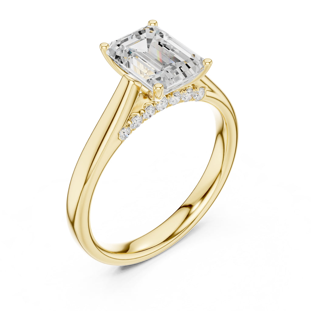 2.00 ct Tapered Classic Solitaire 2ct Yellow Gold Emerald