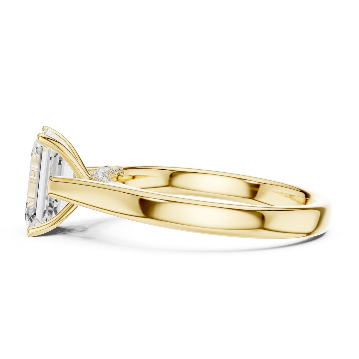 2.00 ct Tapered Classic Solitaire 2ct Yellow Gold Emerald