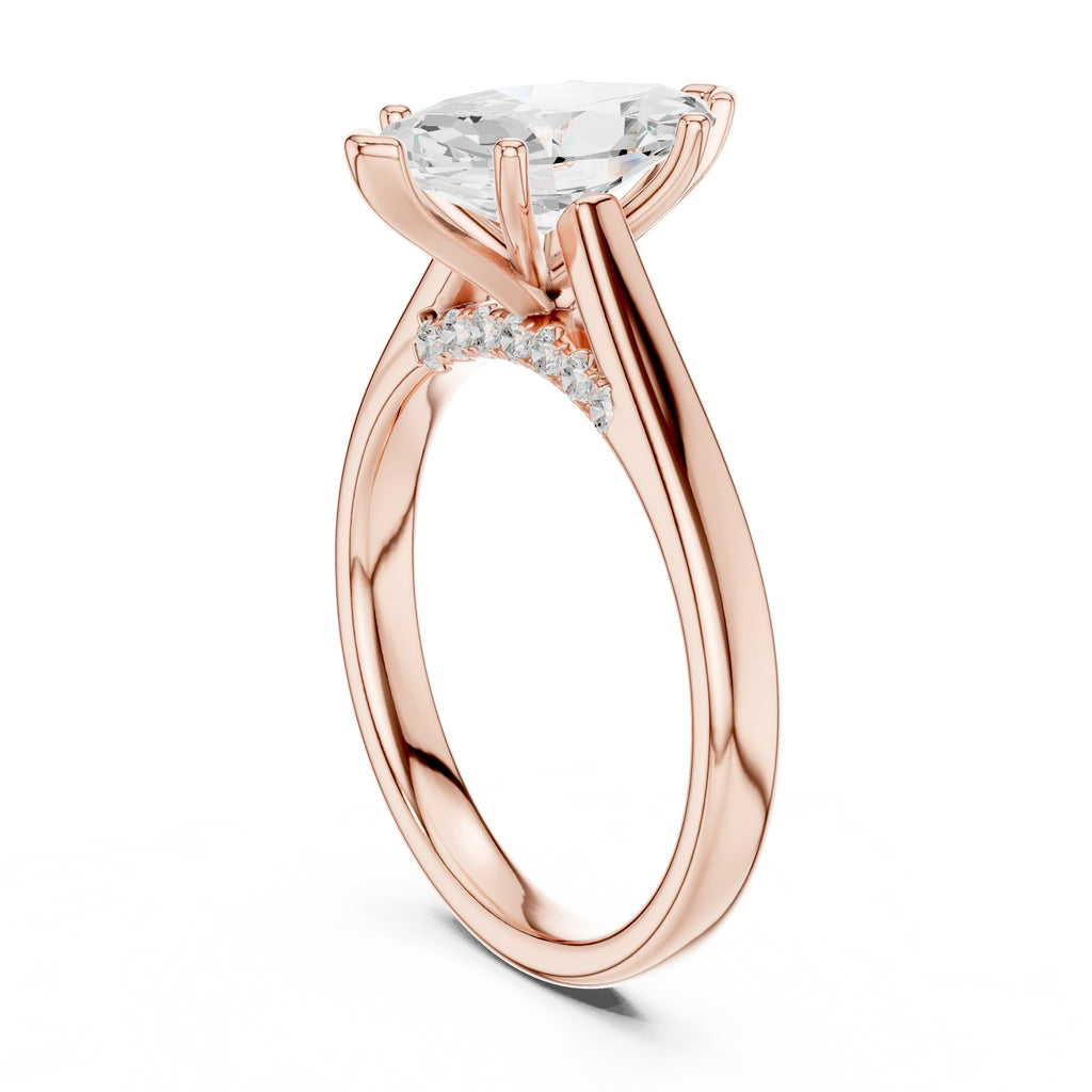 2.00 ct Tapered Classic Solitaire 2ct Rose Gold Marquise