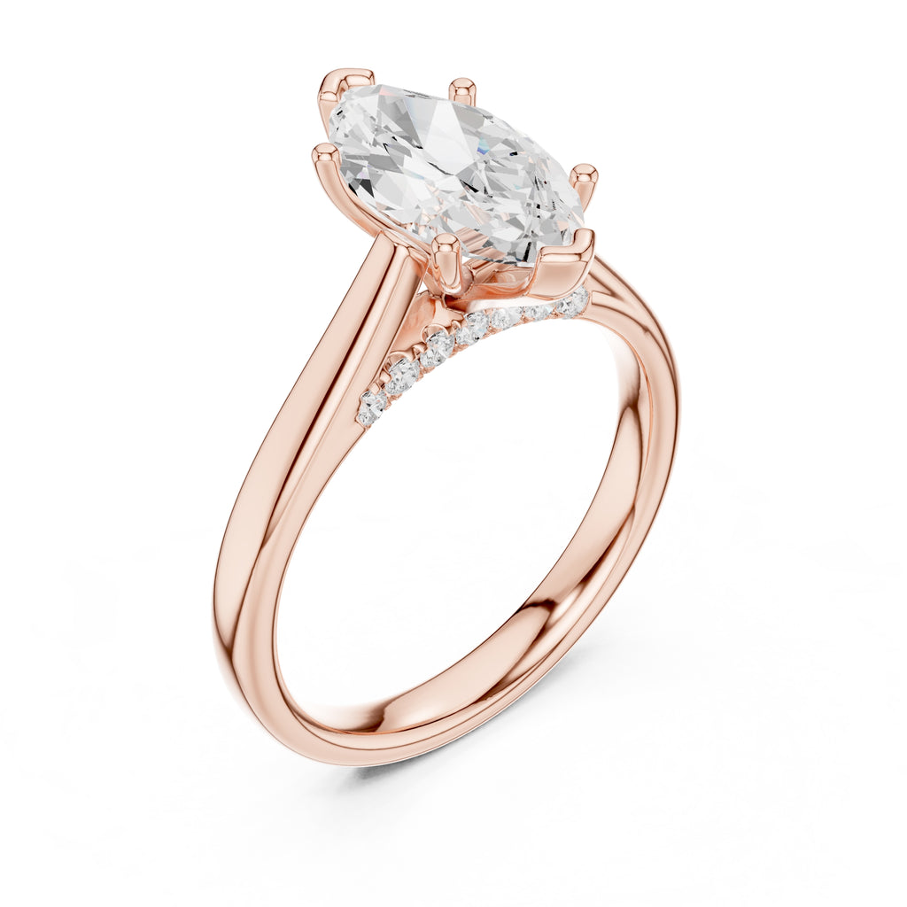 2.00 ct Tapered Classic Solitaire 2ct Rose Gold Marquise
