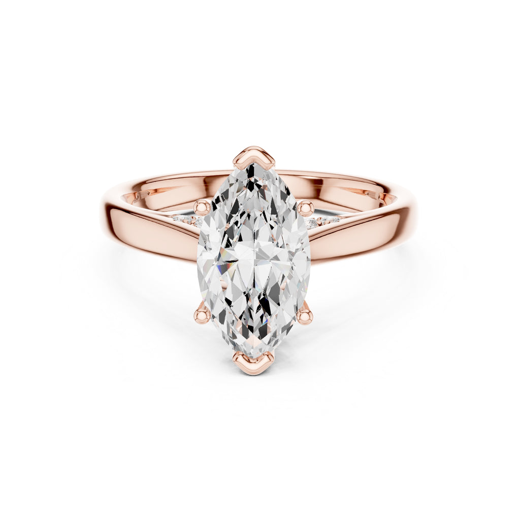 2.00 ct Tapered Classic Solitaire 2ct Rose Gold Marquise