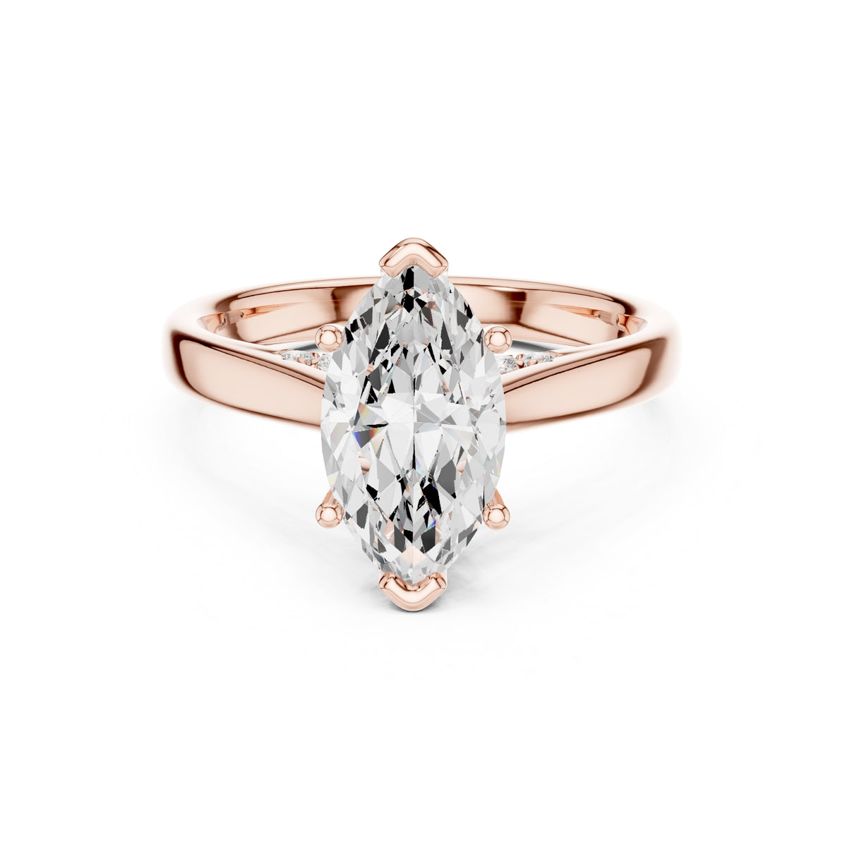 2.00 ct Tapered Classic Solitaire 2ct Rose Gold Marquise