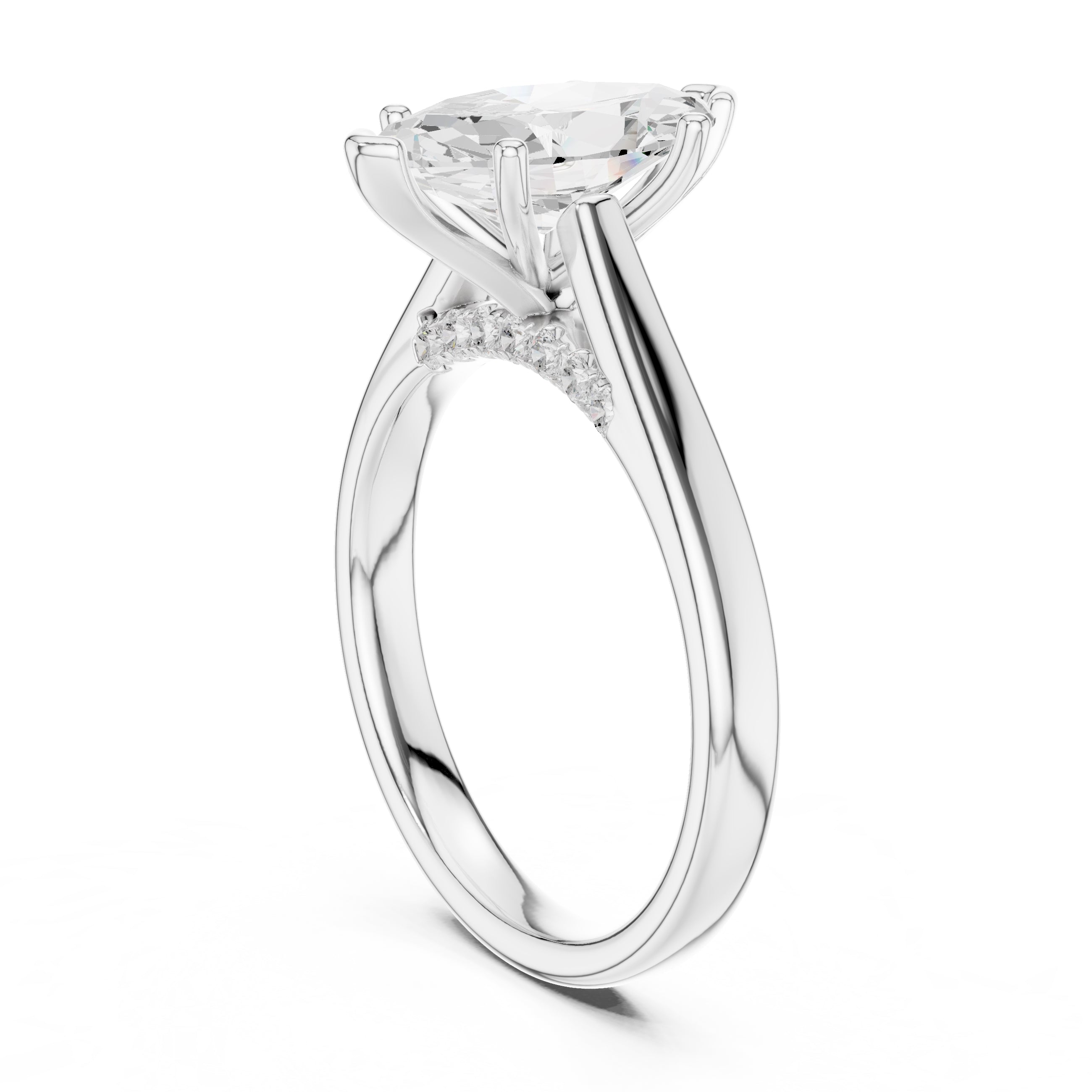 2.00 ct Tapered Classic Solitaire 2ct White Gold Marquise