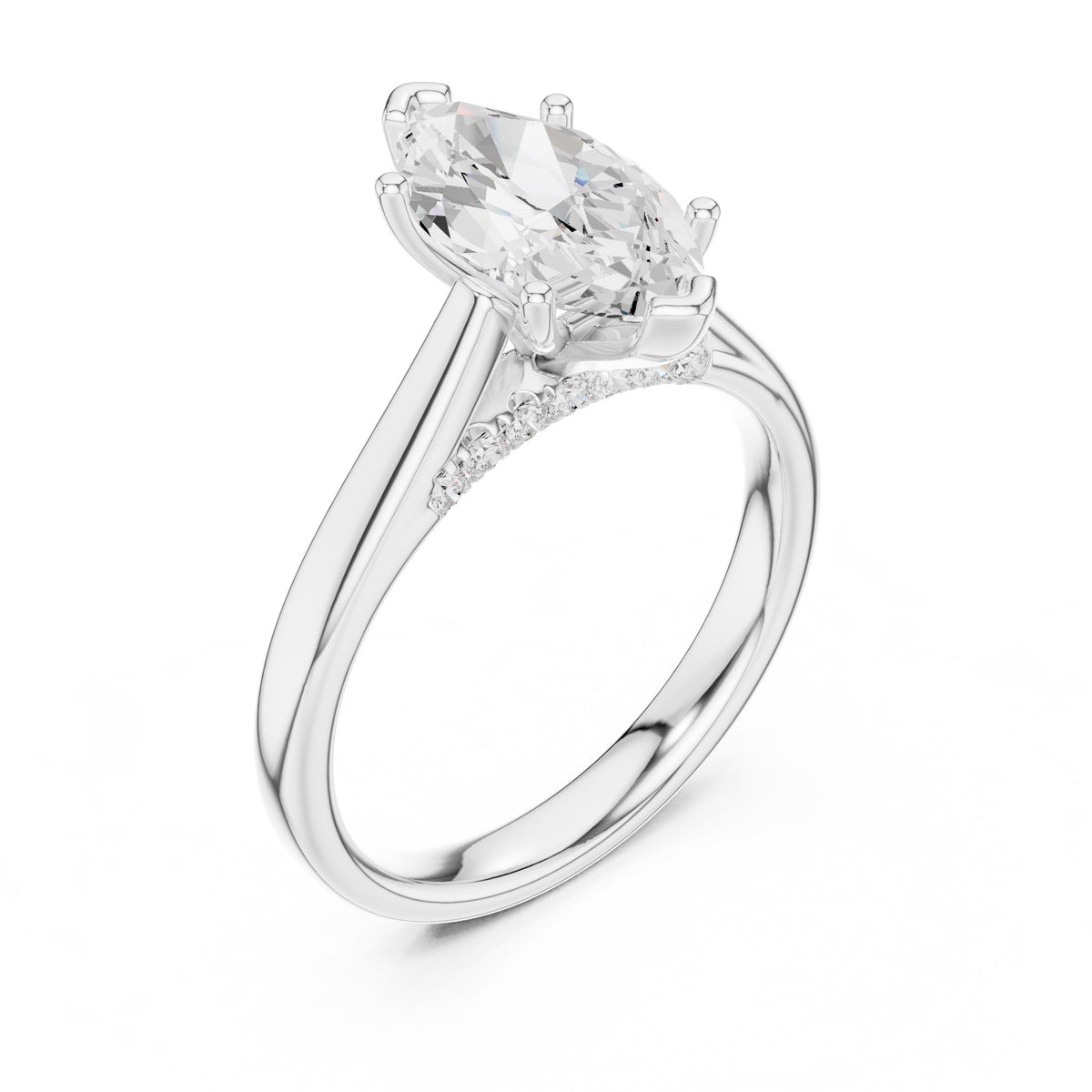 2.00 ct Tapered Classic Solitaire 2ct White Gold Marquise