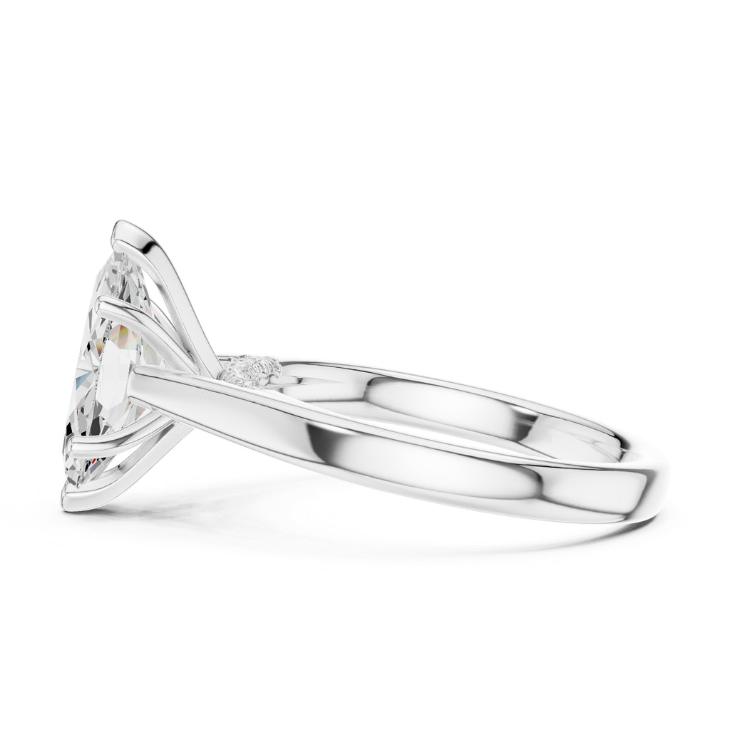 2.00 ct Tapered Classic Solitaire 2ct White Gold Marquise