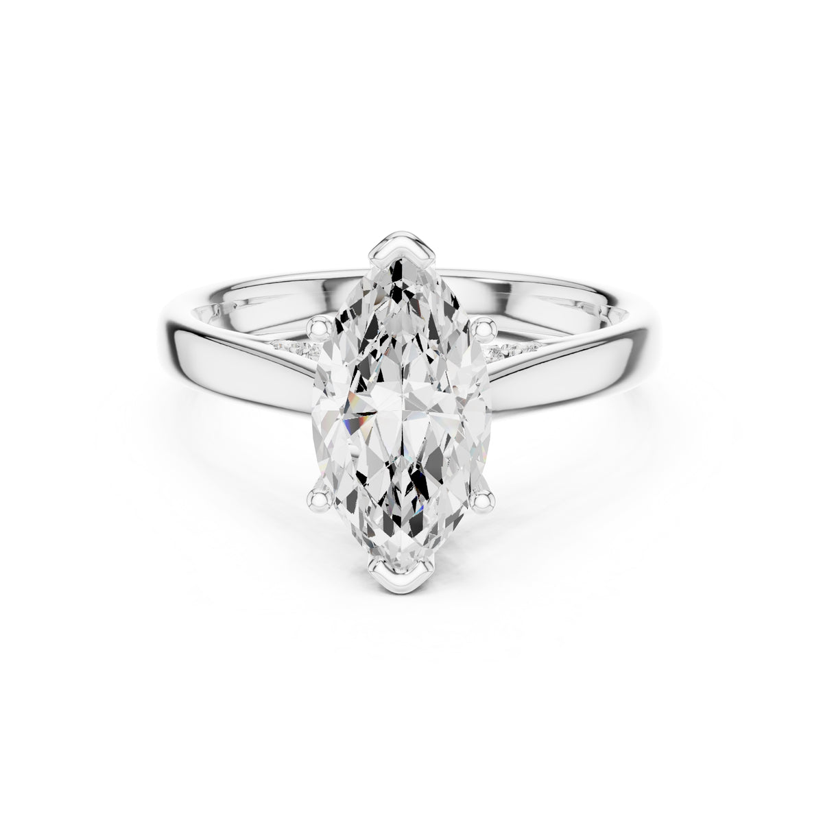 2.00 ct Tapered Classic Solitaire 2ct White Gold Marquise